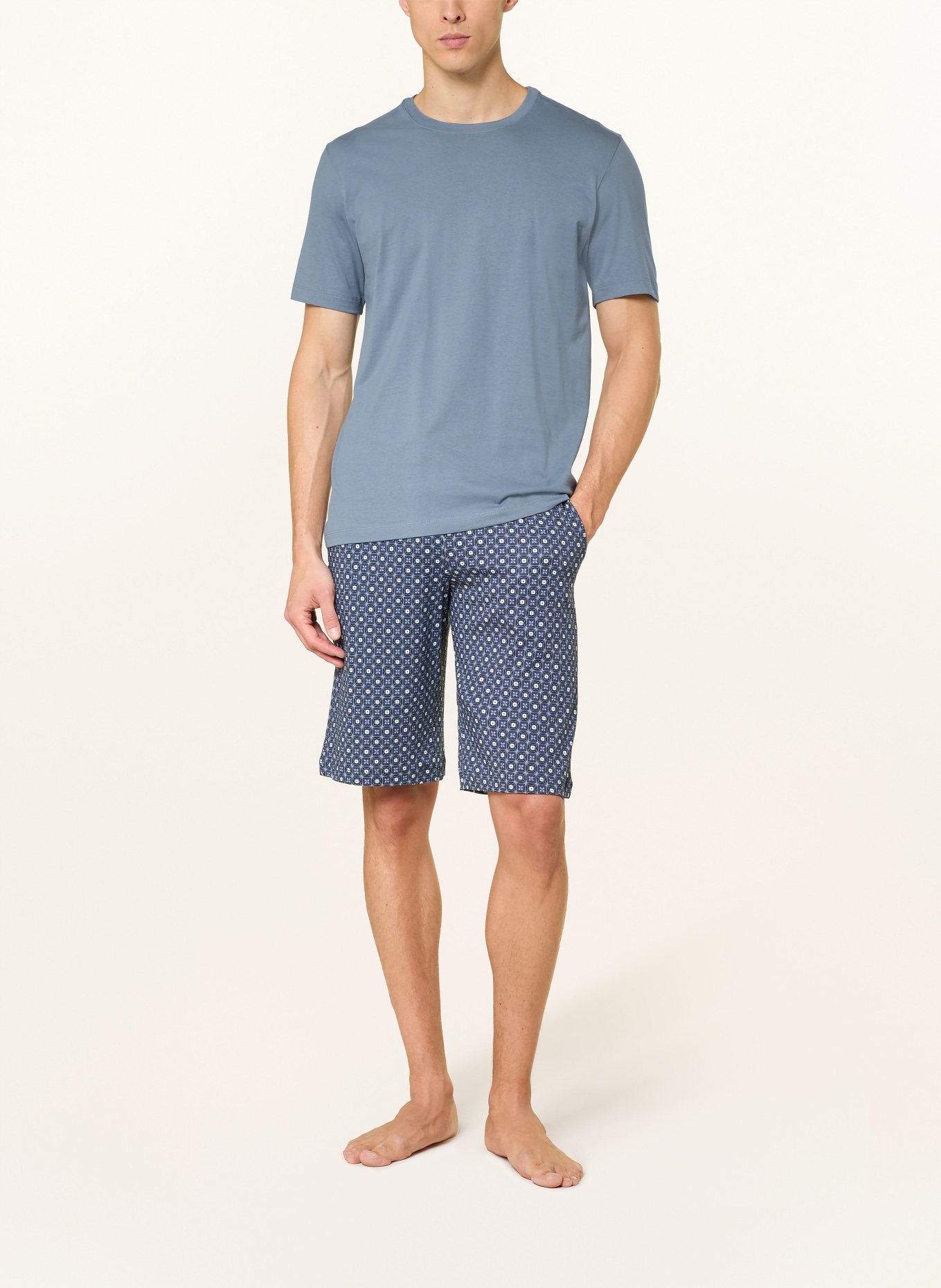 HANRO Koszulka do spania LIVING: SZARONIEBIESKI