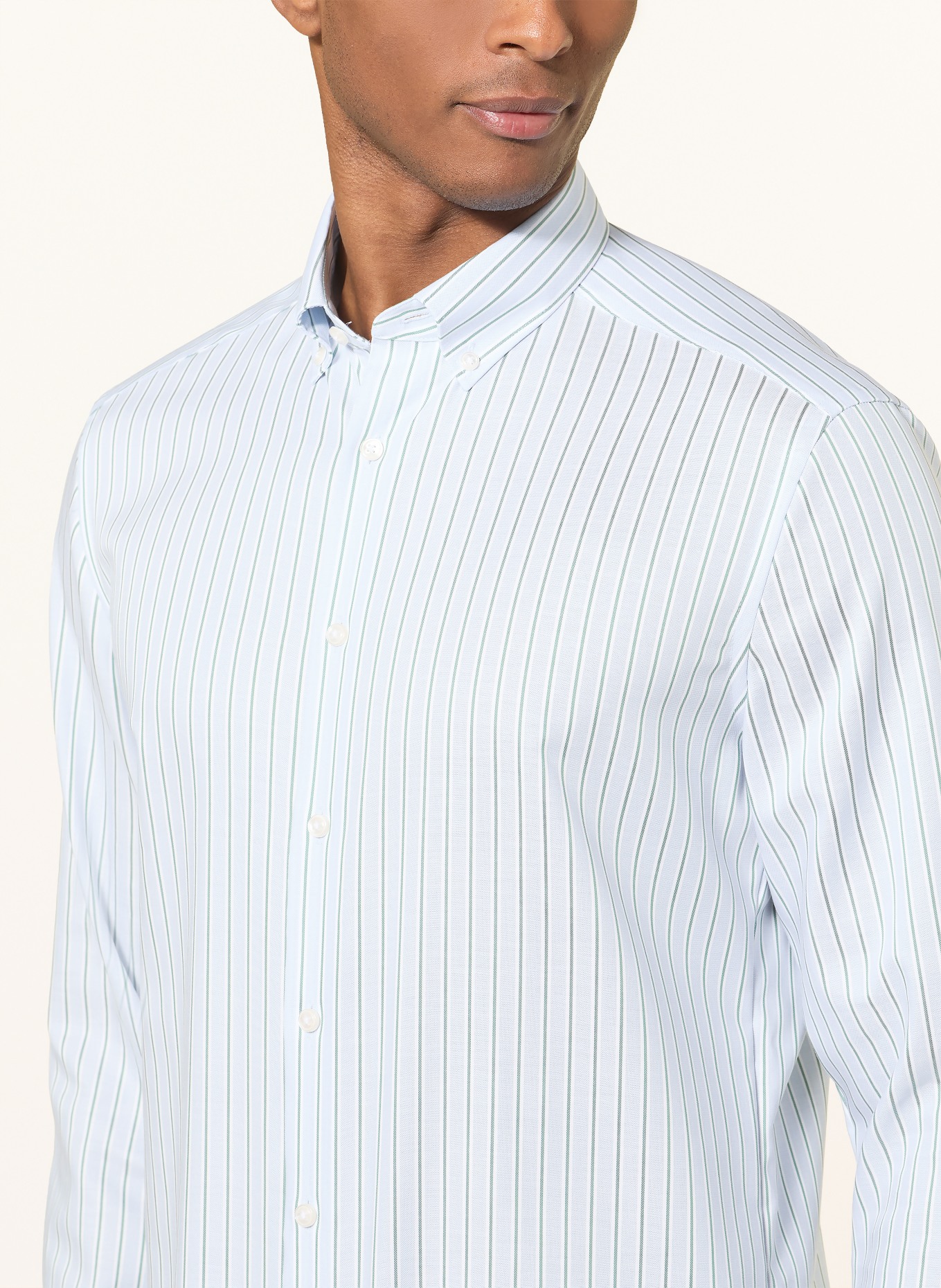 OLYMP Hemd Luxor modern fIt: HELLBLAU / GRÜN / WEISS