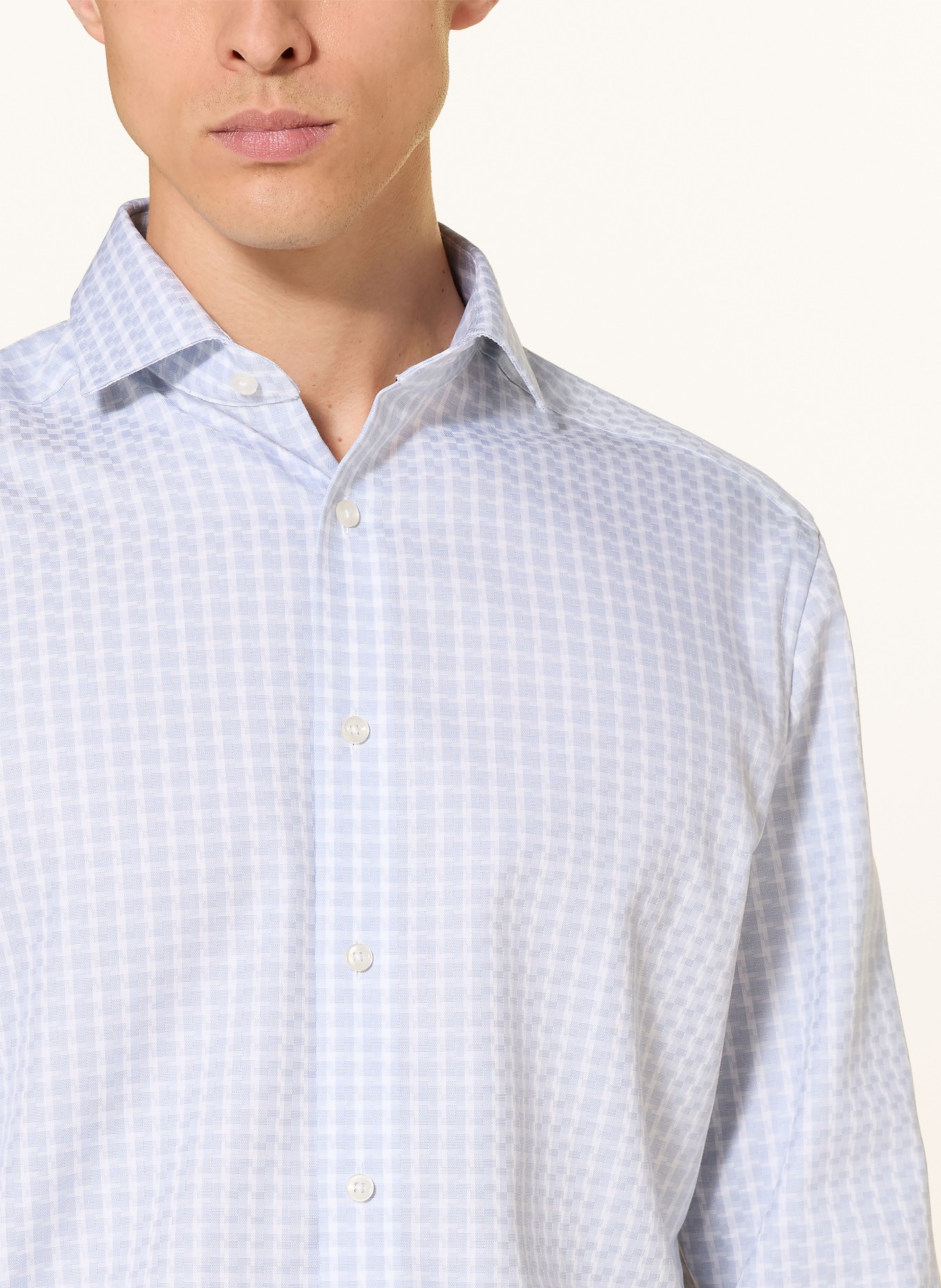 OLYMP Hemd Modern Fit: BLAUGRAU / WEISS