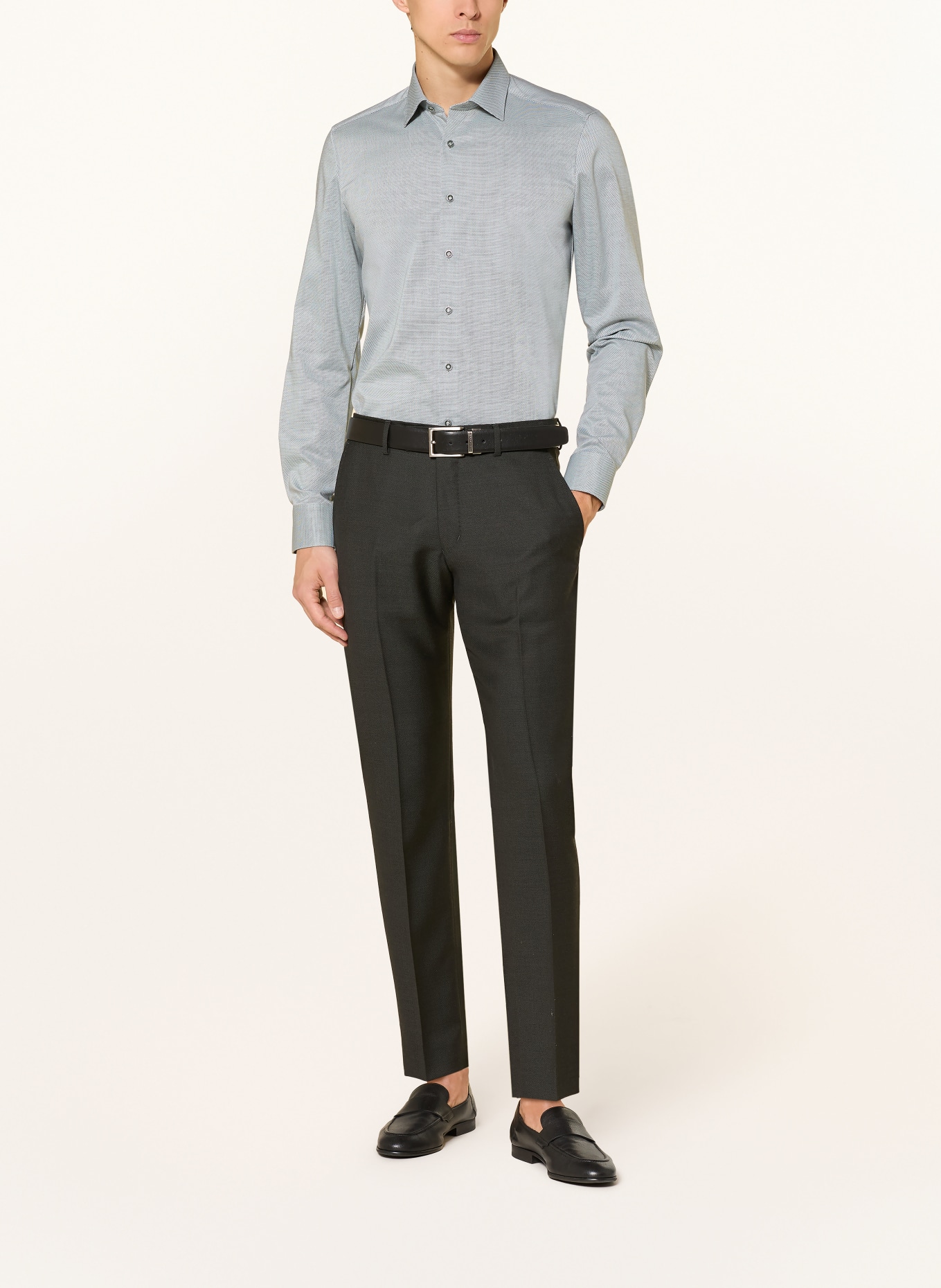 OLYMP Hemd Level Five body fit: DUNKELGRÜN / ECRU