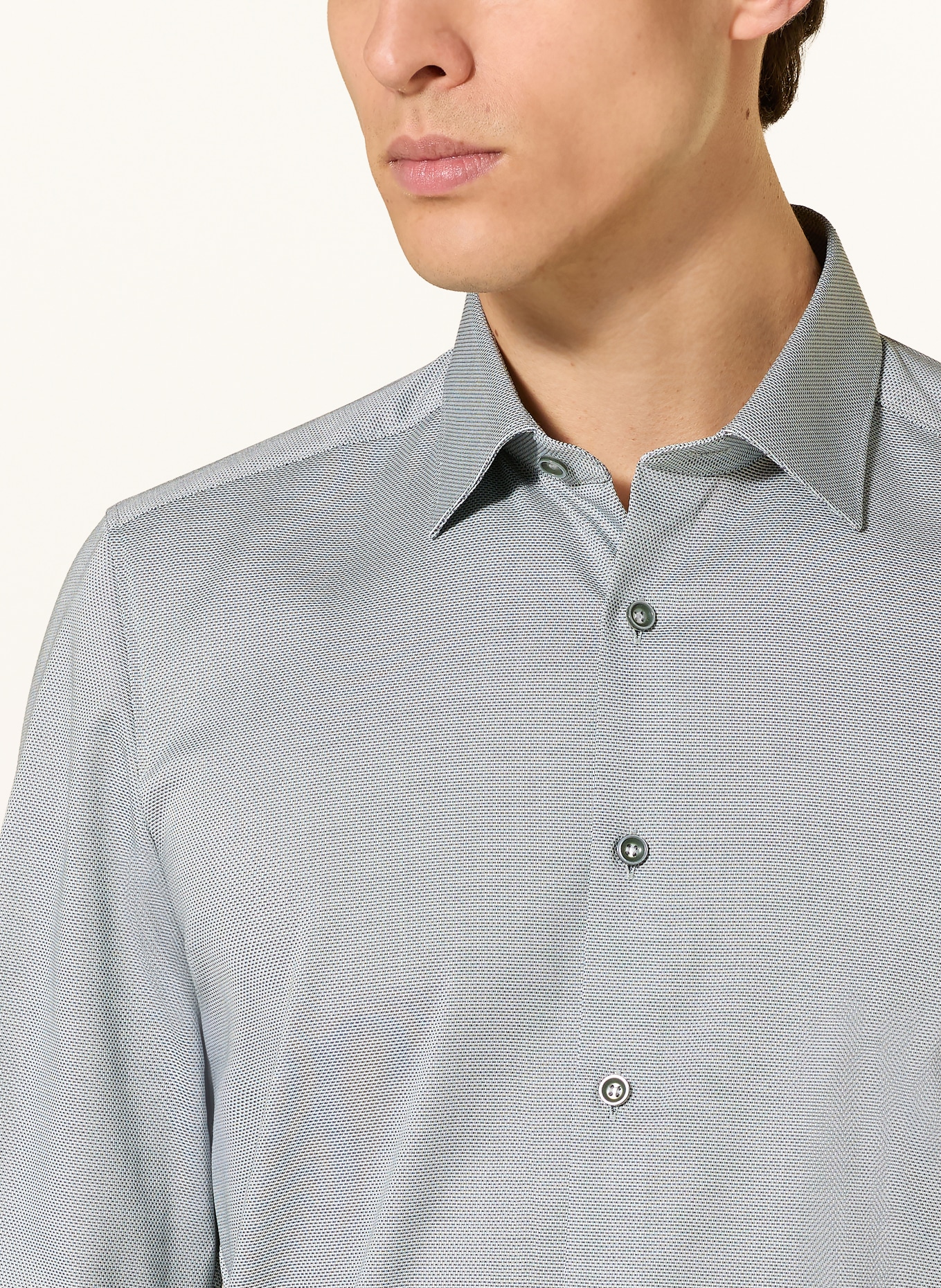 OLYMP Hemd Level Five body fit: DUNKELGRÜN / ECRU