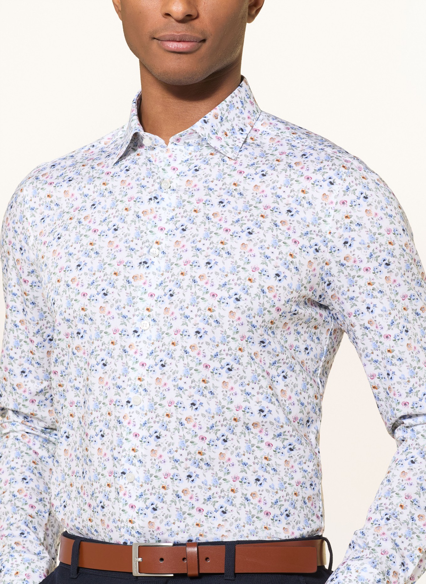 OLYMP Hemd Level Five body fit: BLAU / LILA / GRÜN