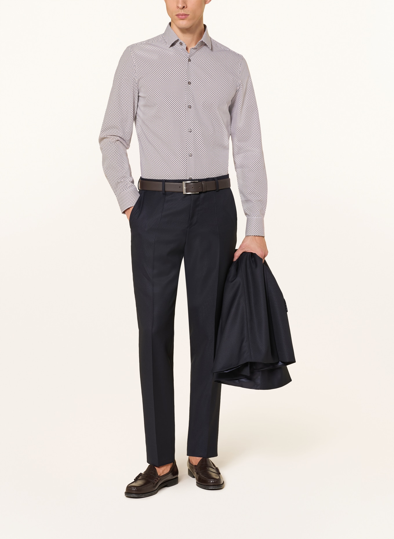 OLYMP Hemd Level Five body fit: BEIGE / DUNKELBLAU