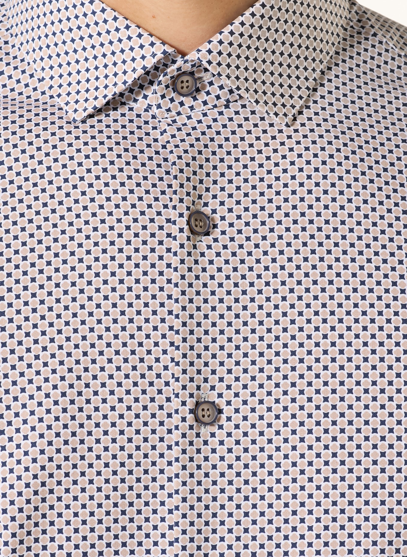 OLYMP Hemd Level Five body fit: BEIGE / DUNKELBLAU