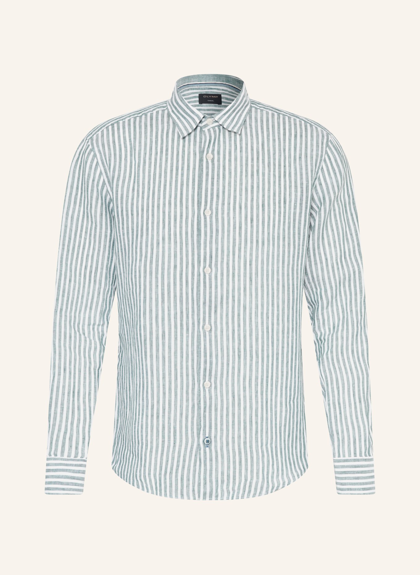 OLYMP Leinenhemd Casual modern fit: PETROL / WEISS