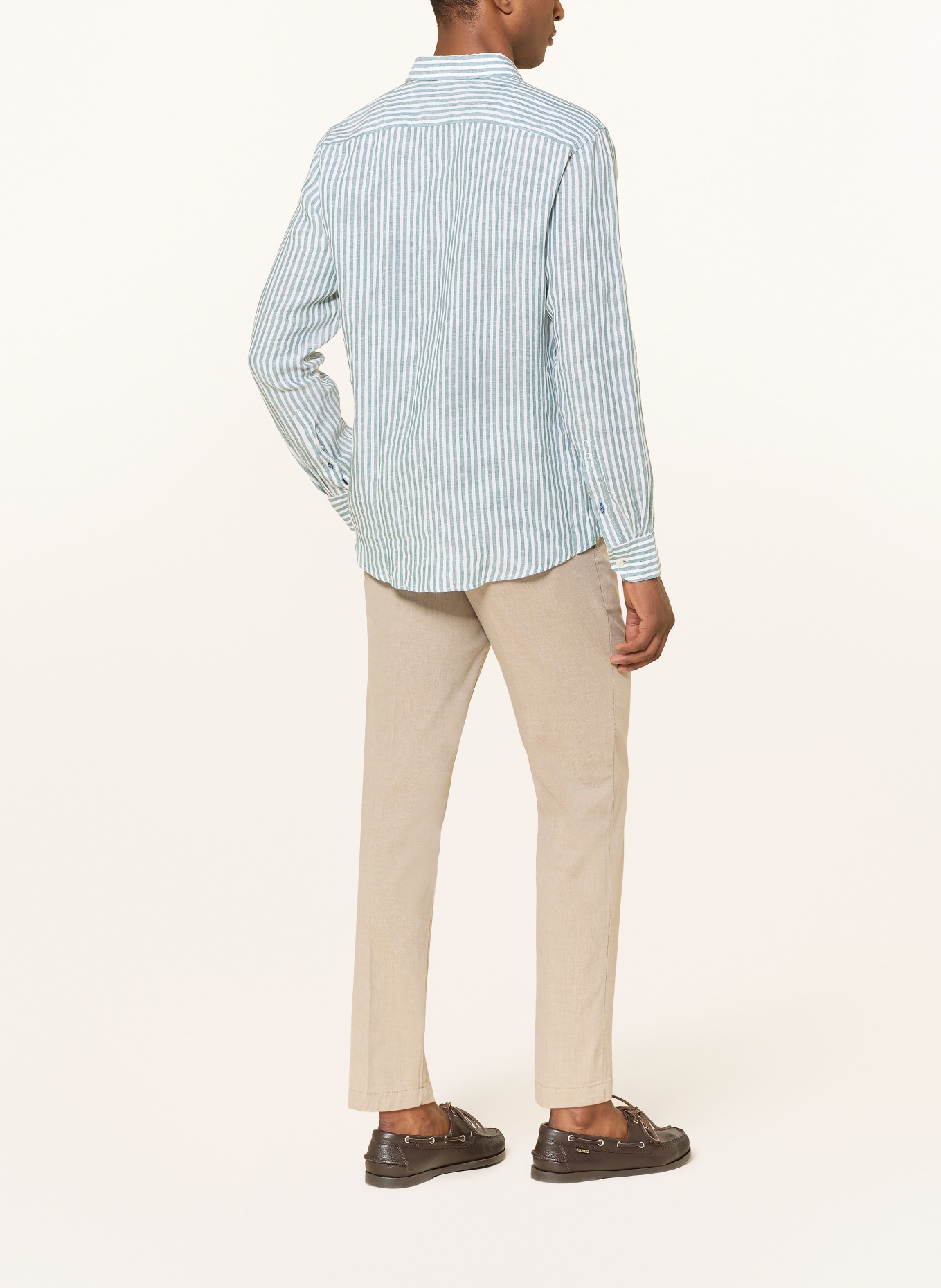 OLYMP Leinenhemd Casual modern fit: PETROL / WEISS