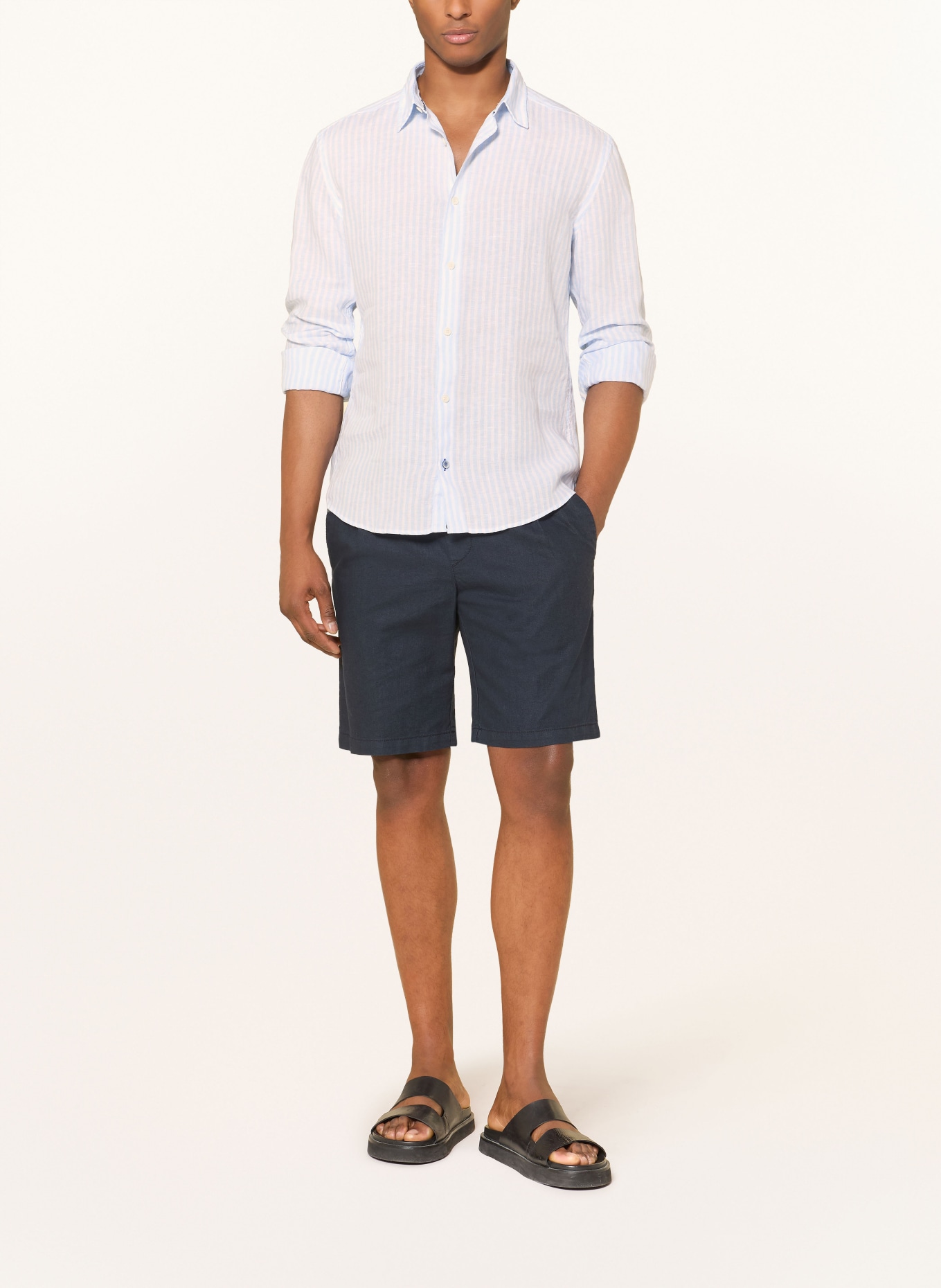 OLYMP Leinenhemd Casual modern fit: HELLBLAU / WEISS