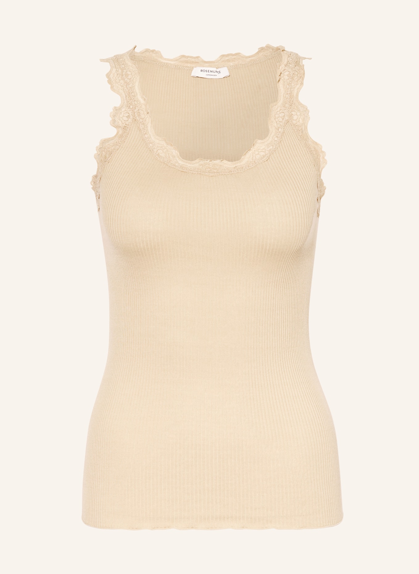 rosemunde Hedvábný top BABETTE s krajkami: VELBLOUDÍ