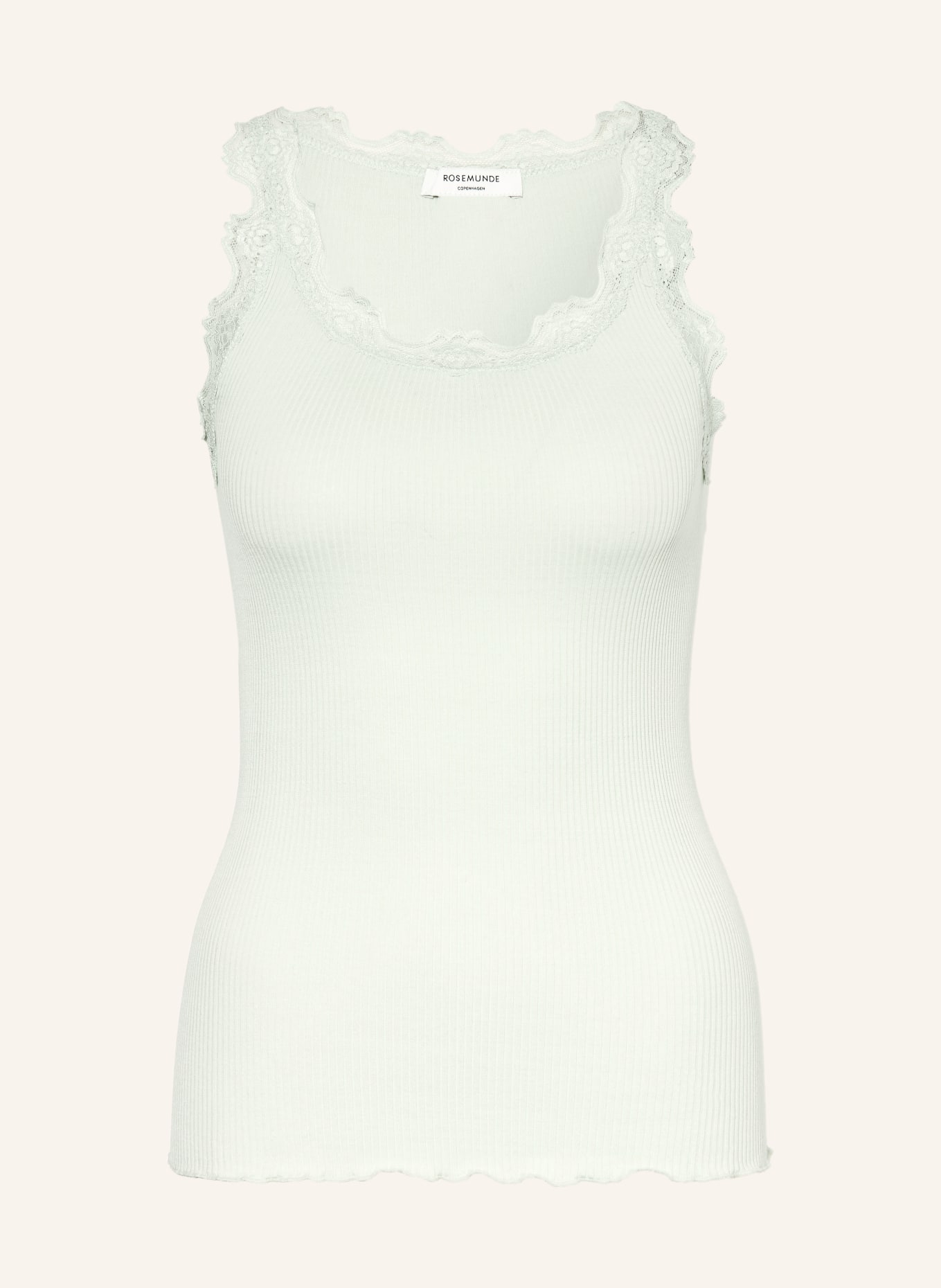 rosemunde Hedvábný top BABETTE s krajkami: SVĚTLE ZELENÁ