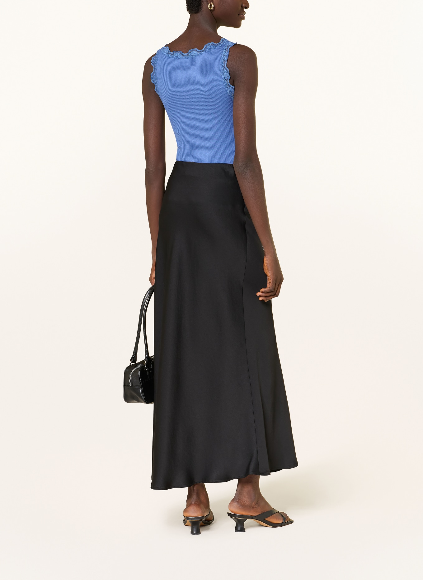 rosemunde Hedvábný top BABETTE s krajkami: MODRÁ