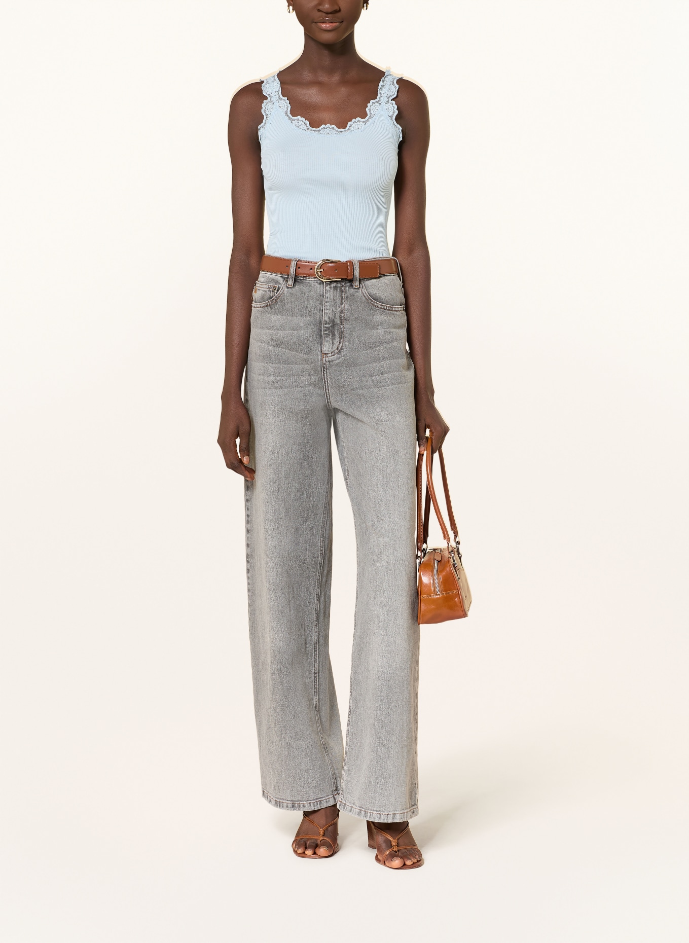 rosemunde Hedvábný top BABETTE s krajkami: TMAVĚ MODRÁ