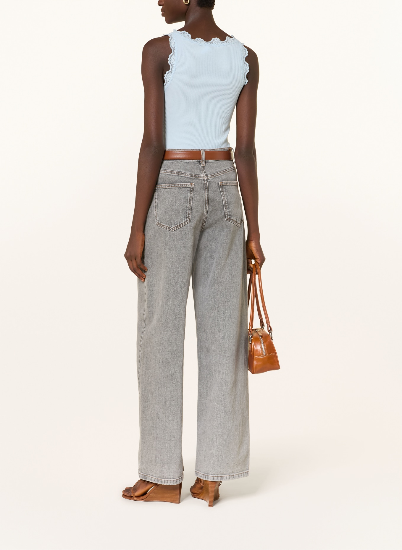 rosemunde Hedvábný top BABETTE s krajkami: TMAVĚ MODRÁ