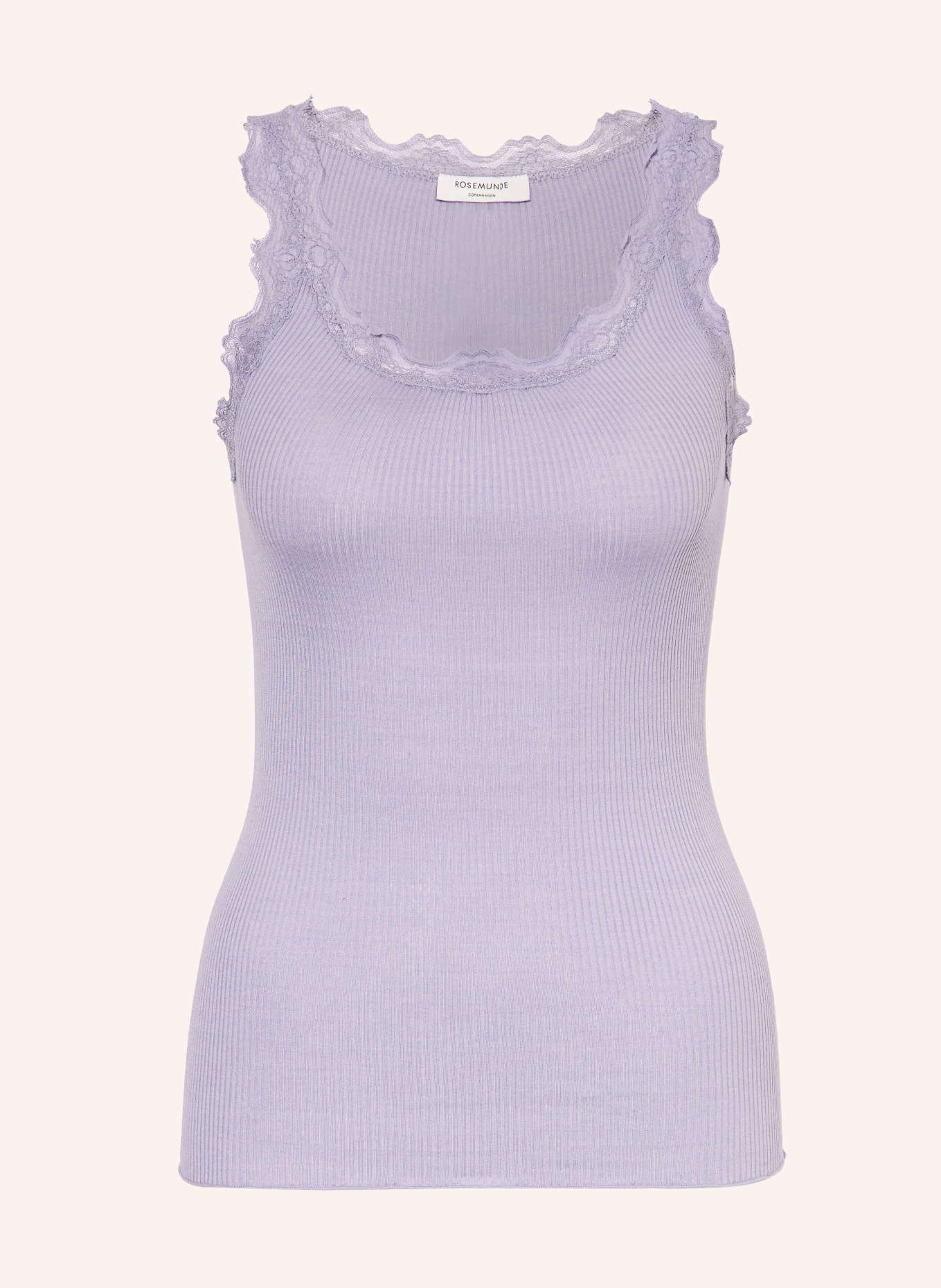 rosemunde Hedvábný top BABETTE s krajkami: FIALOVÁ