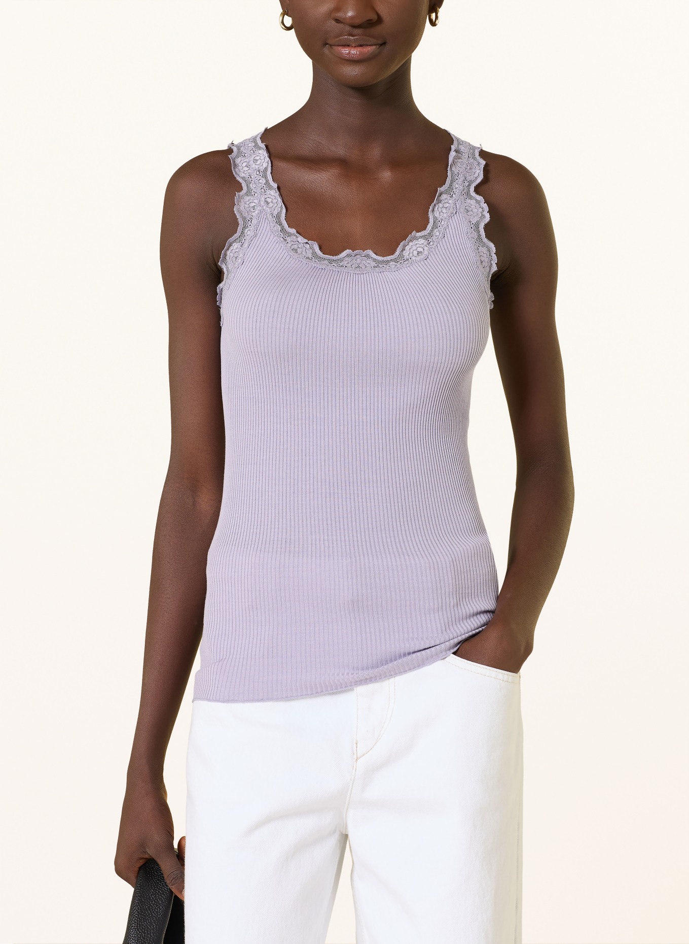 rosemunde Hedvábný top BABETTE s krajkami: FIALOVÁ