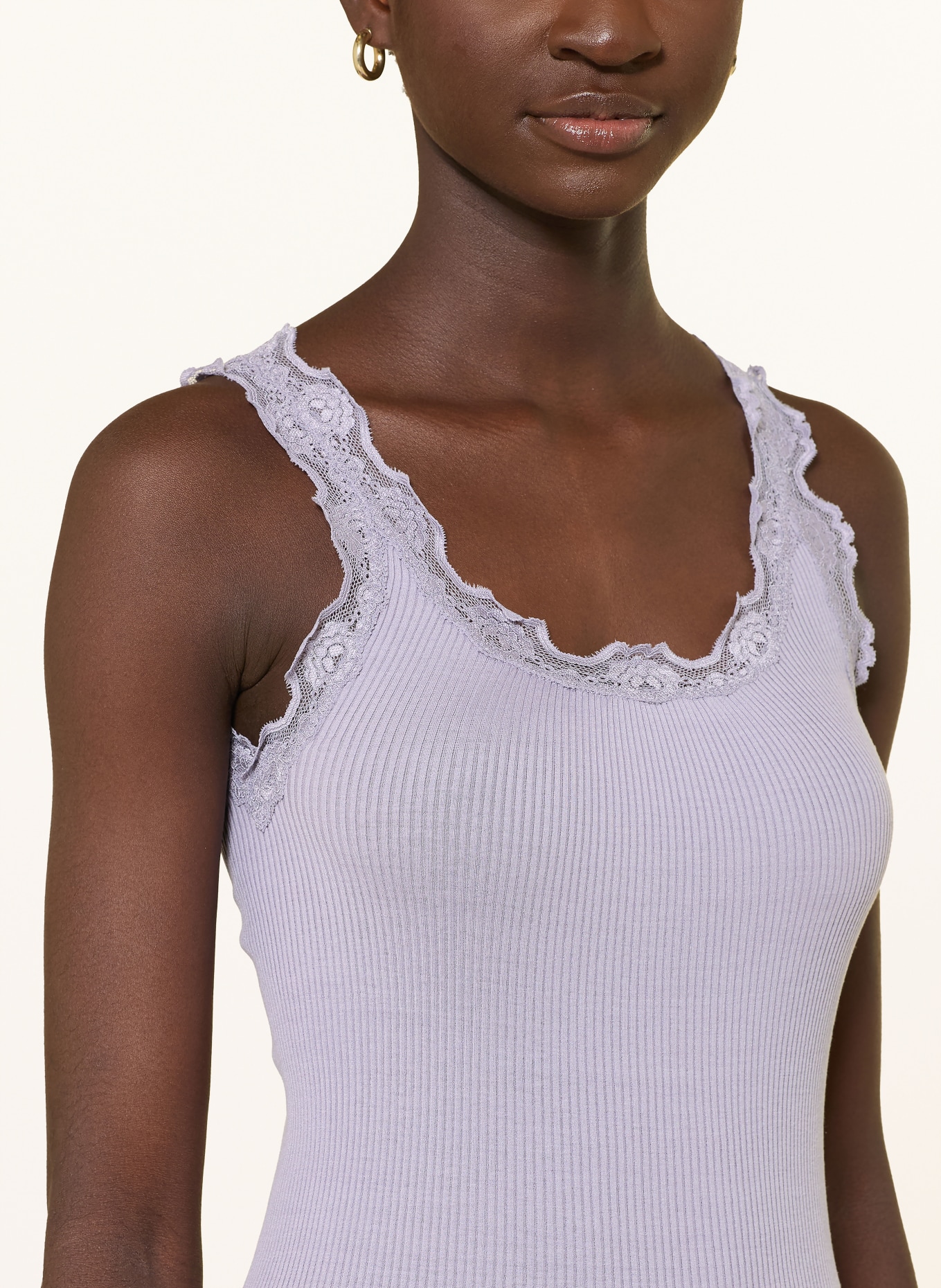 rosemunde Hedvábný top BABETTE s krajkami: FIALOVÁ