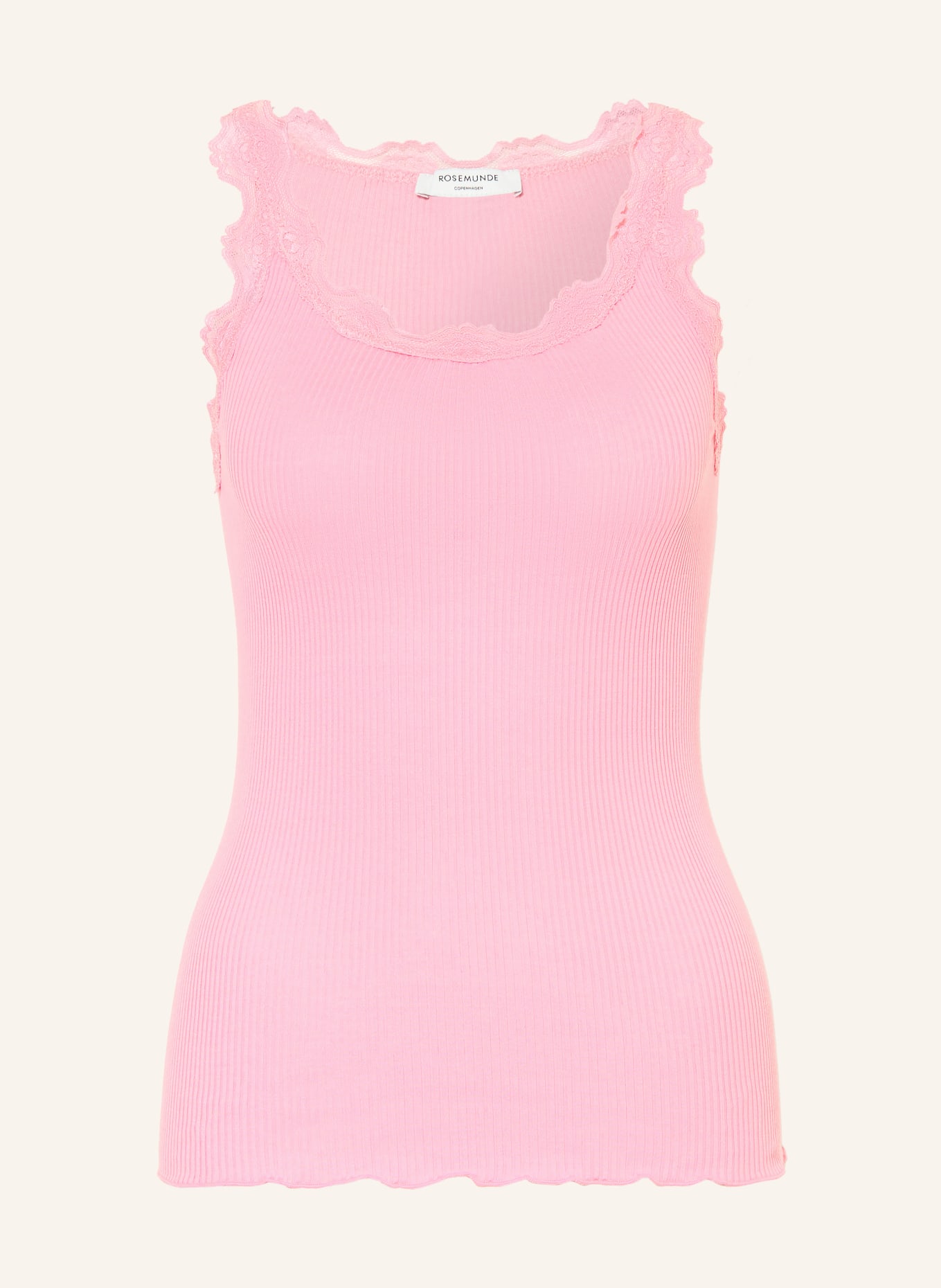 rosemunde Hedvábný top BABETTE s krajkami: RŮŽOVÁ