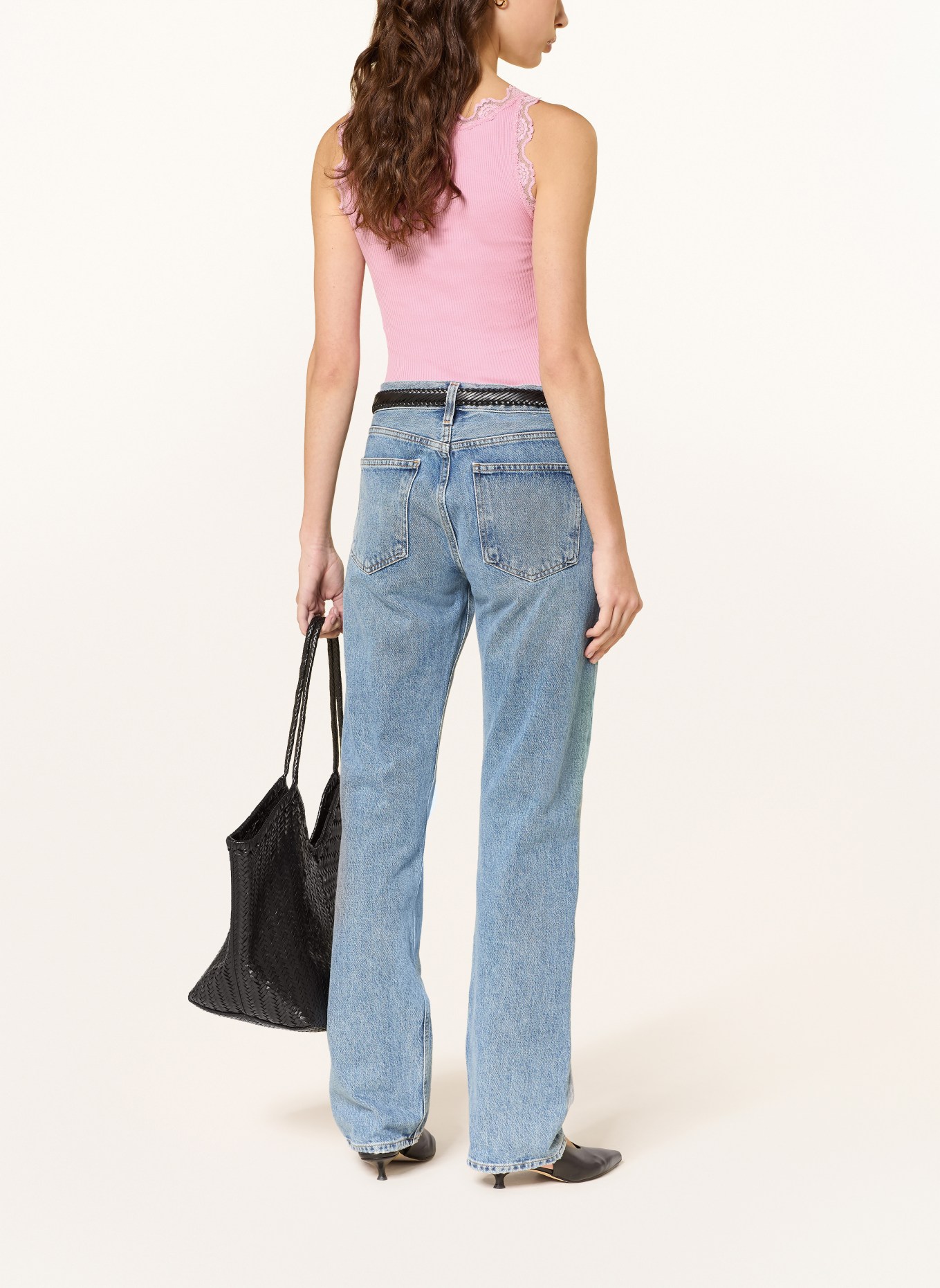 rosemunde Hedvábný top BABETTE s krajkami: RŮŽOVÁ