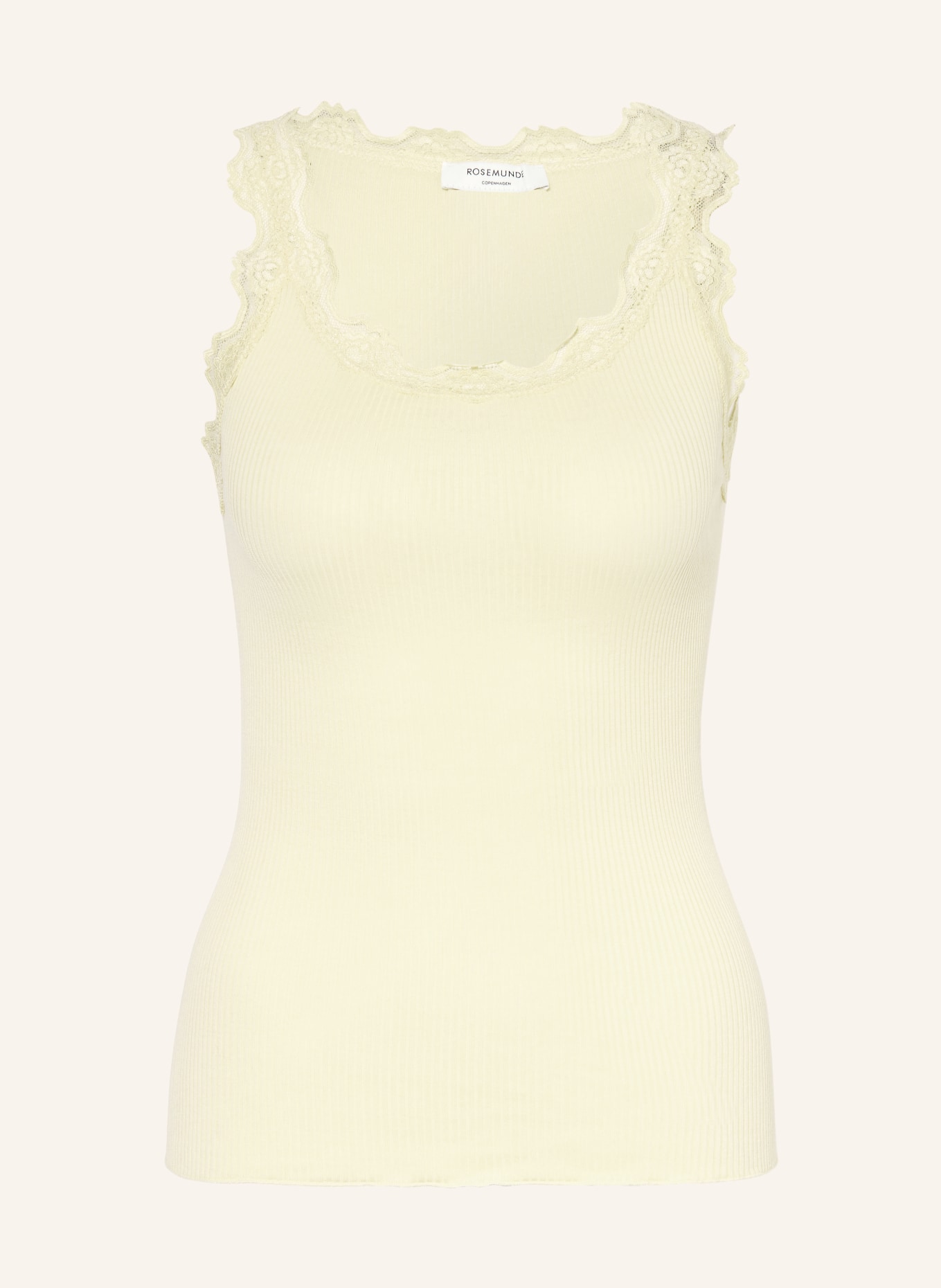 rosemunde Hedvábný top BABETTE s krajkami: ŽLUTÁ