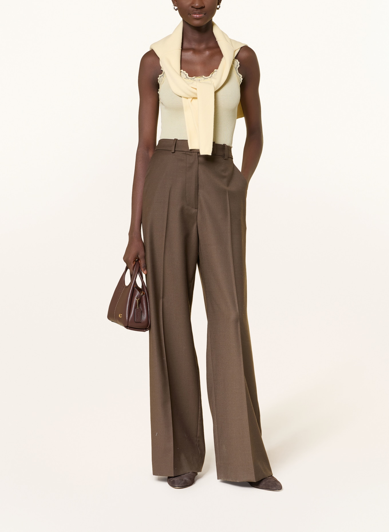 rosemunde Hedvábný top BABETTE s krajkami: ŽLUTÁ