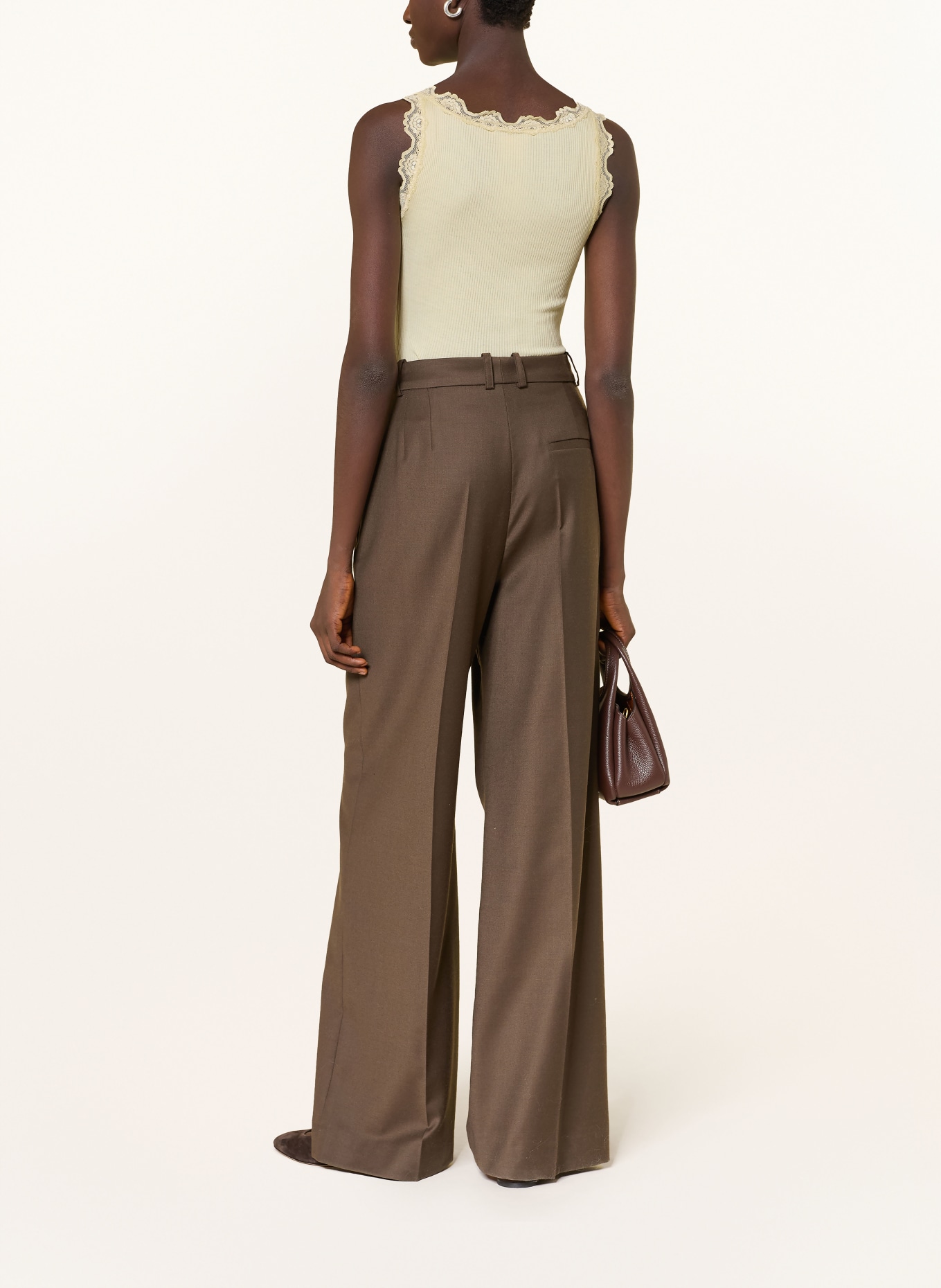 rosemunde Hedvábný top BABETTE s krajkami: ŽLUTÁ