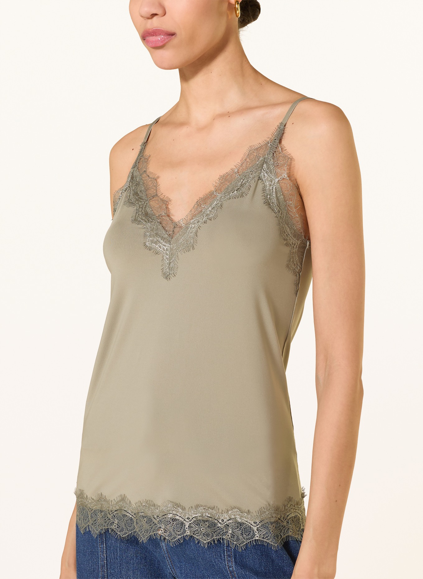 rosemunde Top BILLIE s krajkou: KHAKI