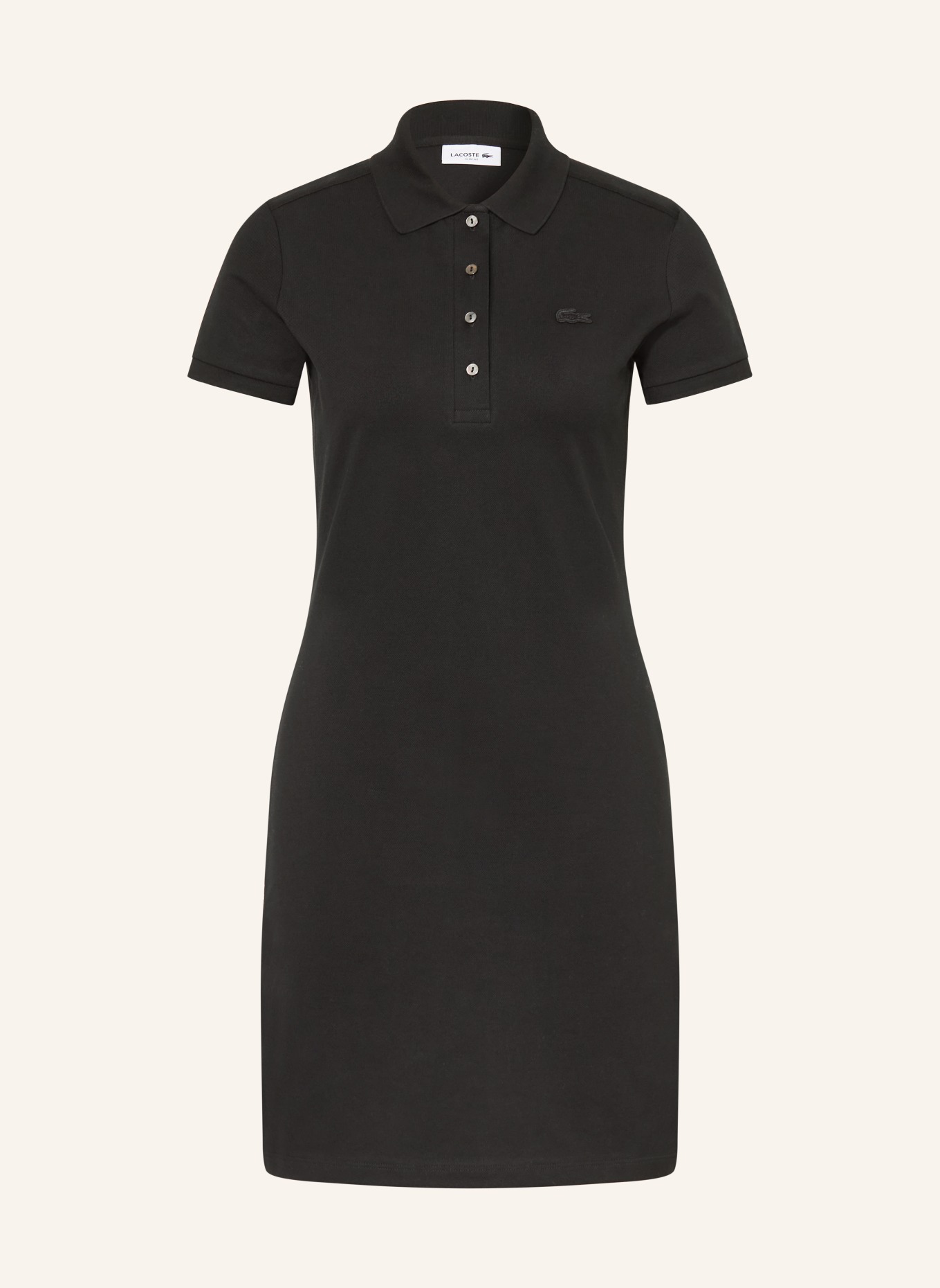 LACOSTE Polo šaty z piké: ČERNÁ