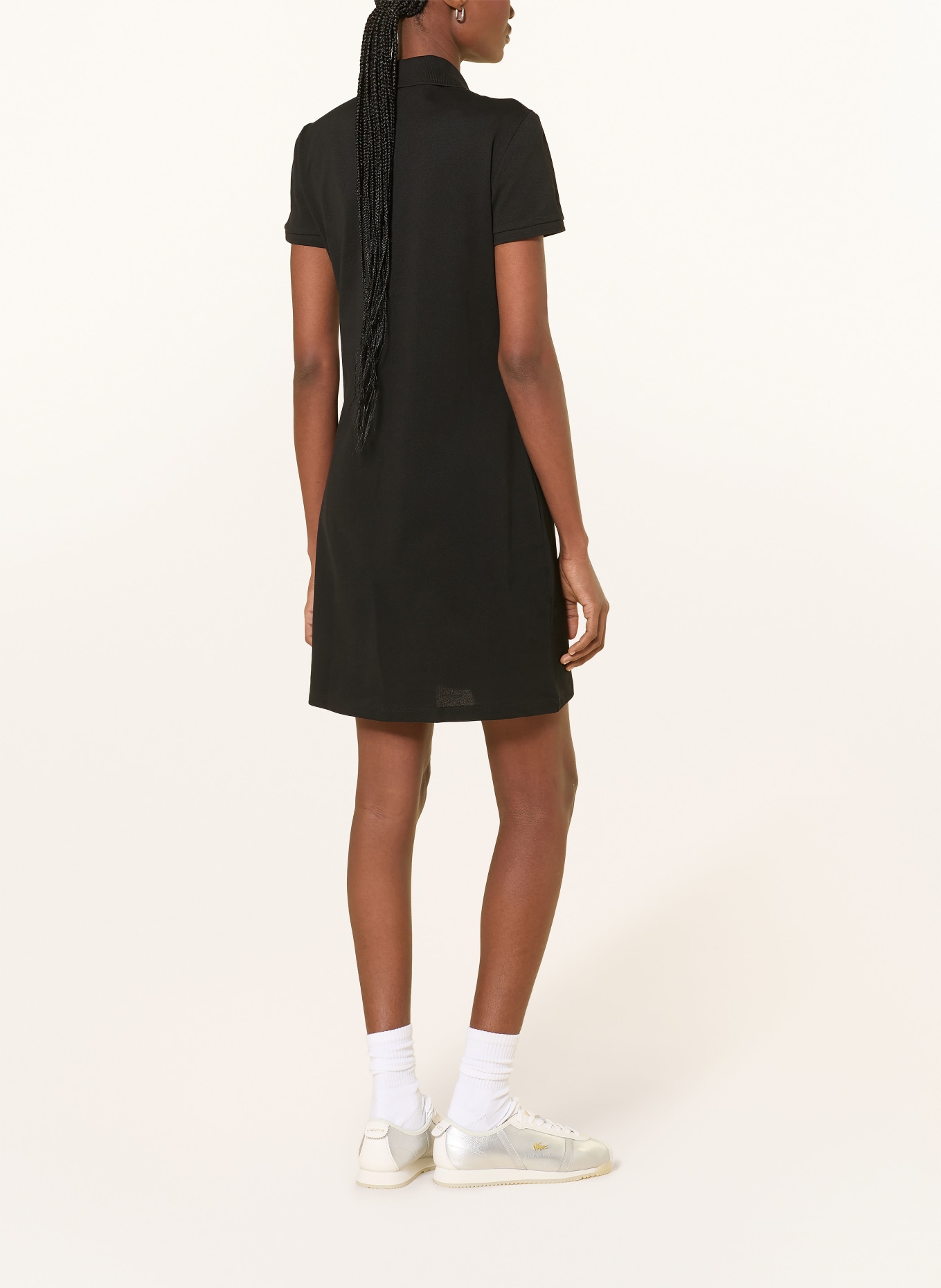 LACOSTE Polo šaty z piké: ČERNÁ