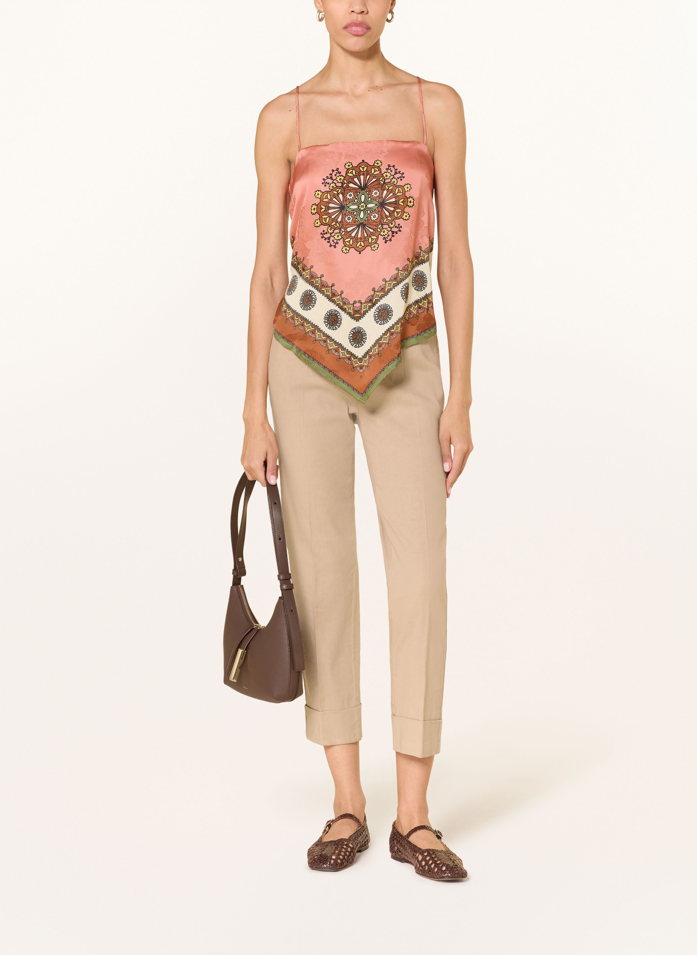 CAMBIO 7/8 kalhoty KRYSTAL se lnem: BÉŽOVÁ