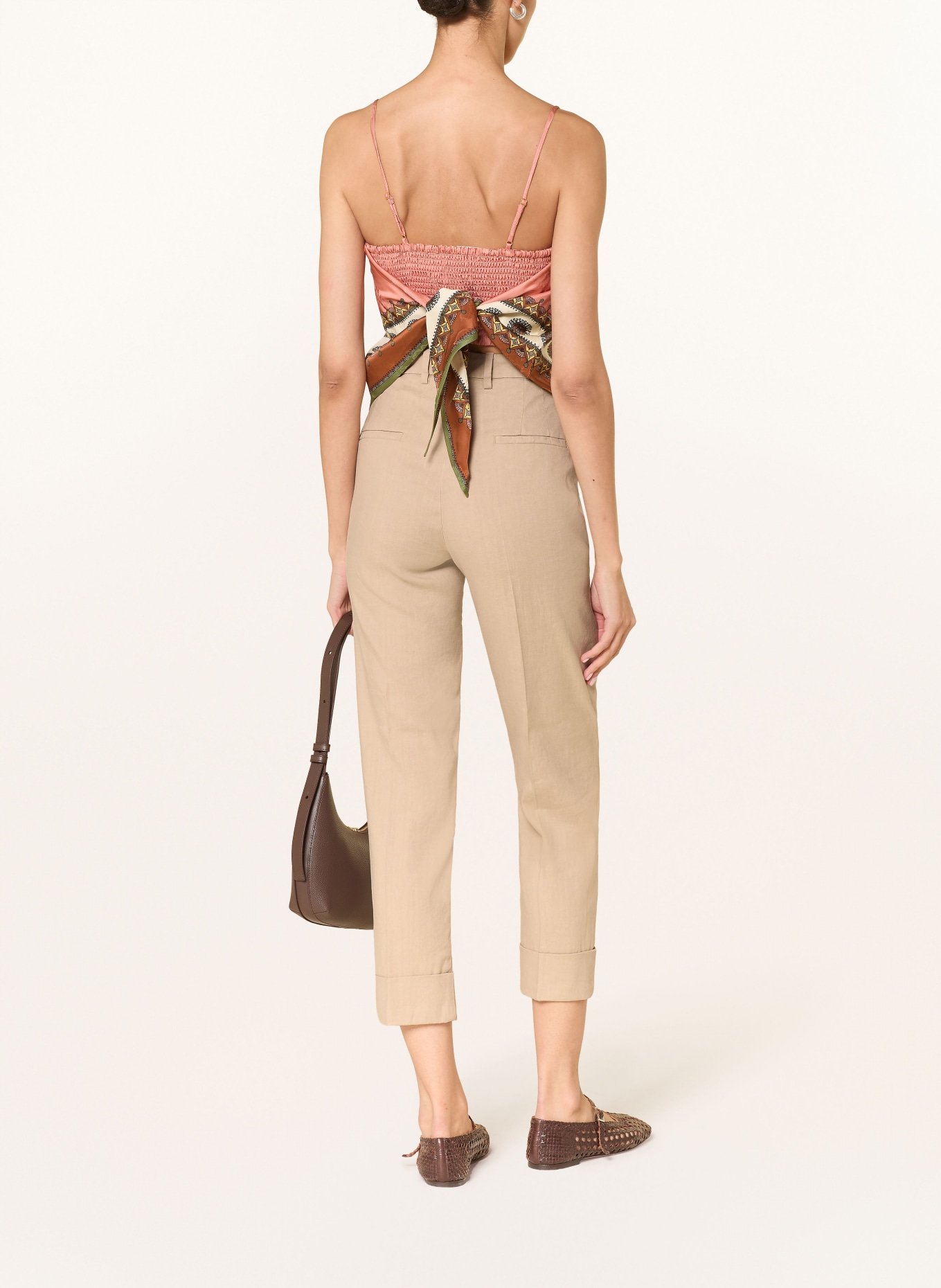 CAMBIO 7/8 kalhoty KRYSTAL se lnem: BÉŽOVÁ