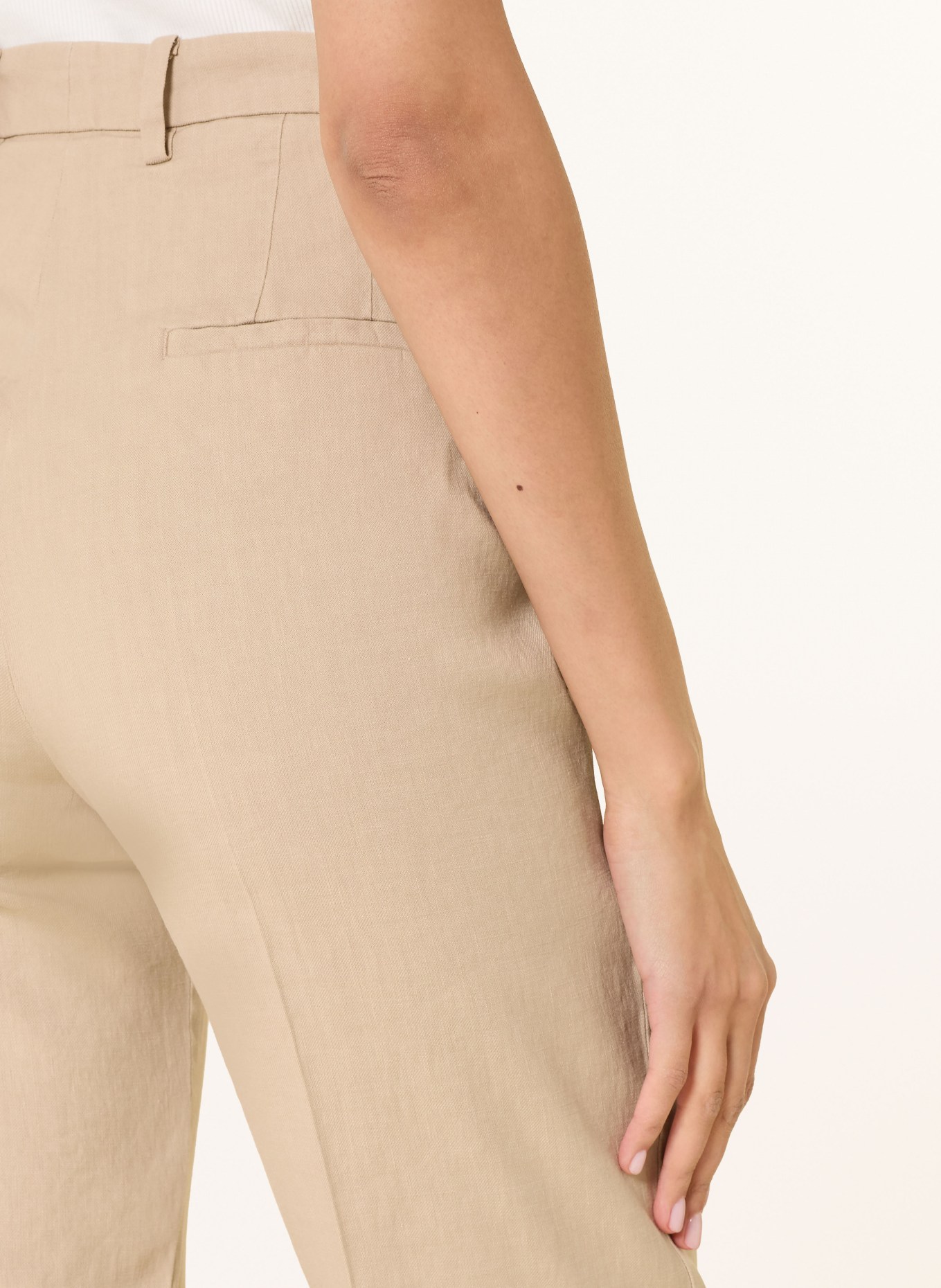 CAMBIO 7/8 kalhoty KRYSTAL se lnem: BÉŽOVÁ