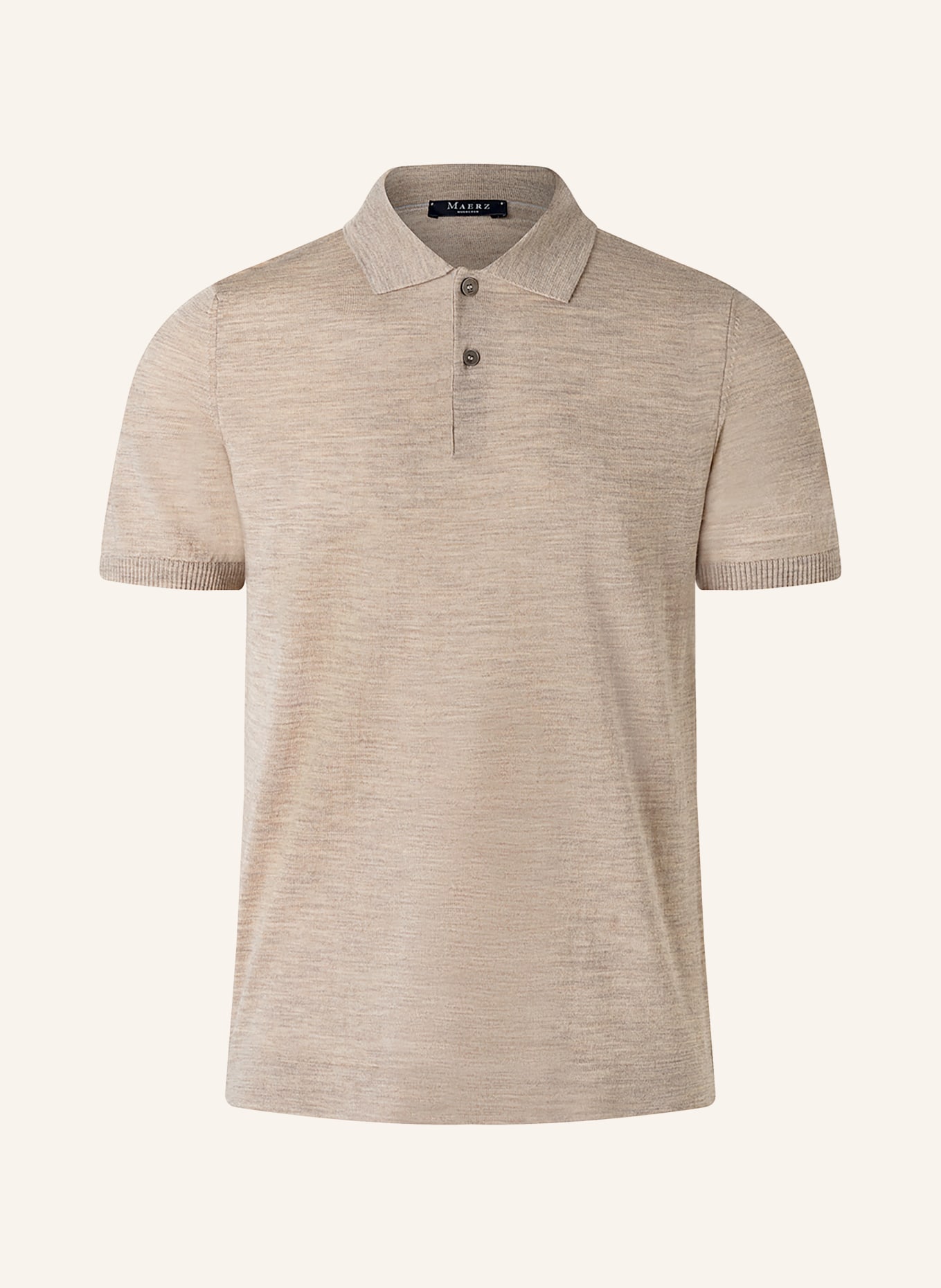MAERZ MUENCHEN Strick-Poloshirt aus Merinowolle: HELLBRAUN