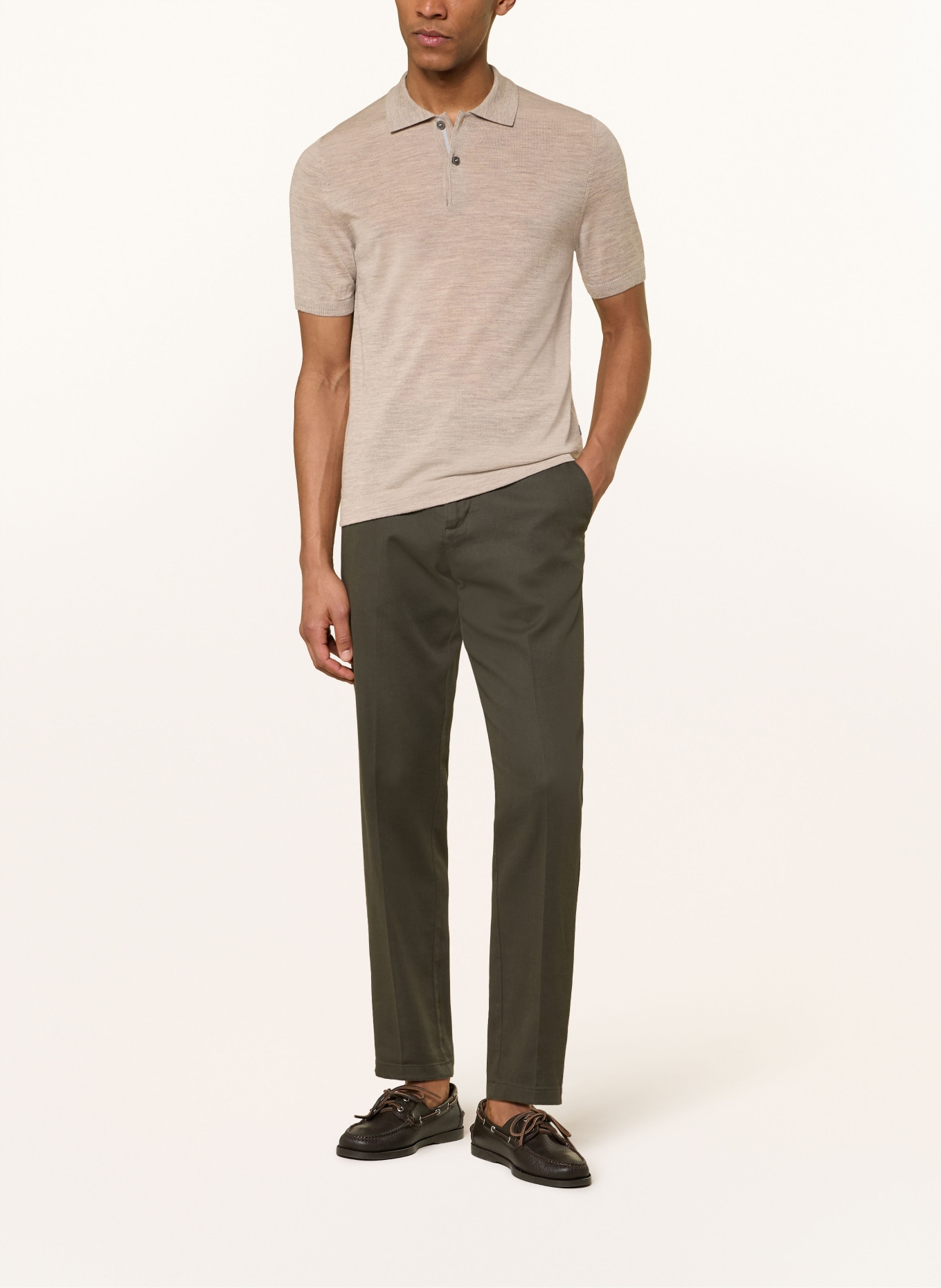 MAERZ MUENCHEN Strick-Poloshirt aus Merinowolle: HELLBRAUN