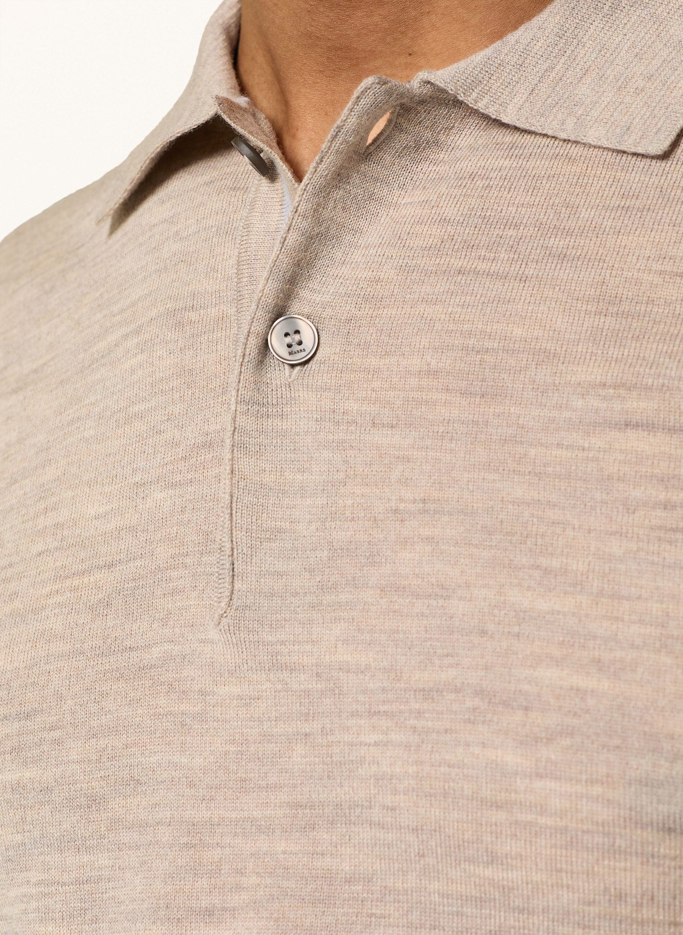 MAERZ MUENCHEN Strick-Poloshirt aus Merinowolle: HELLBRAUN