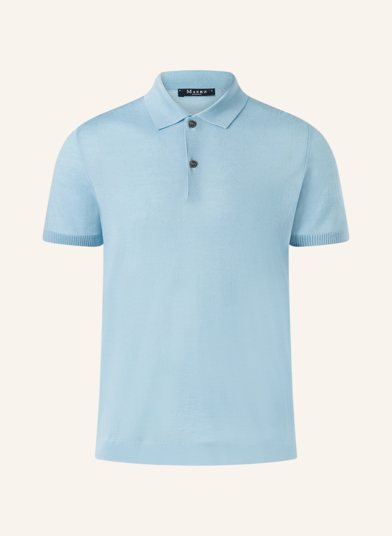 MAERZ MUENCHEN Strick-Poloshirt aus Merinowolle: TÜRKIS