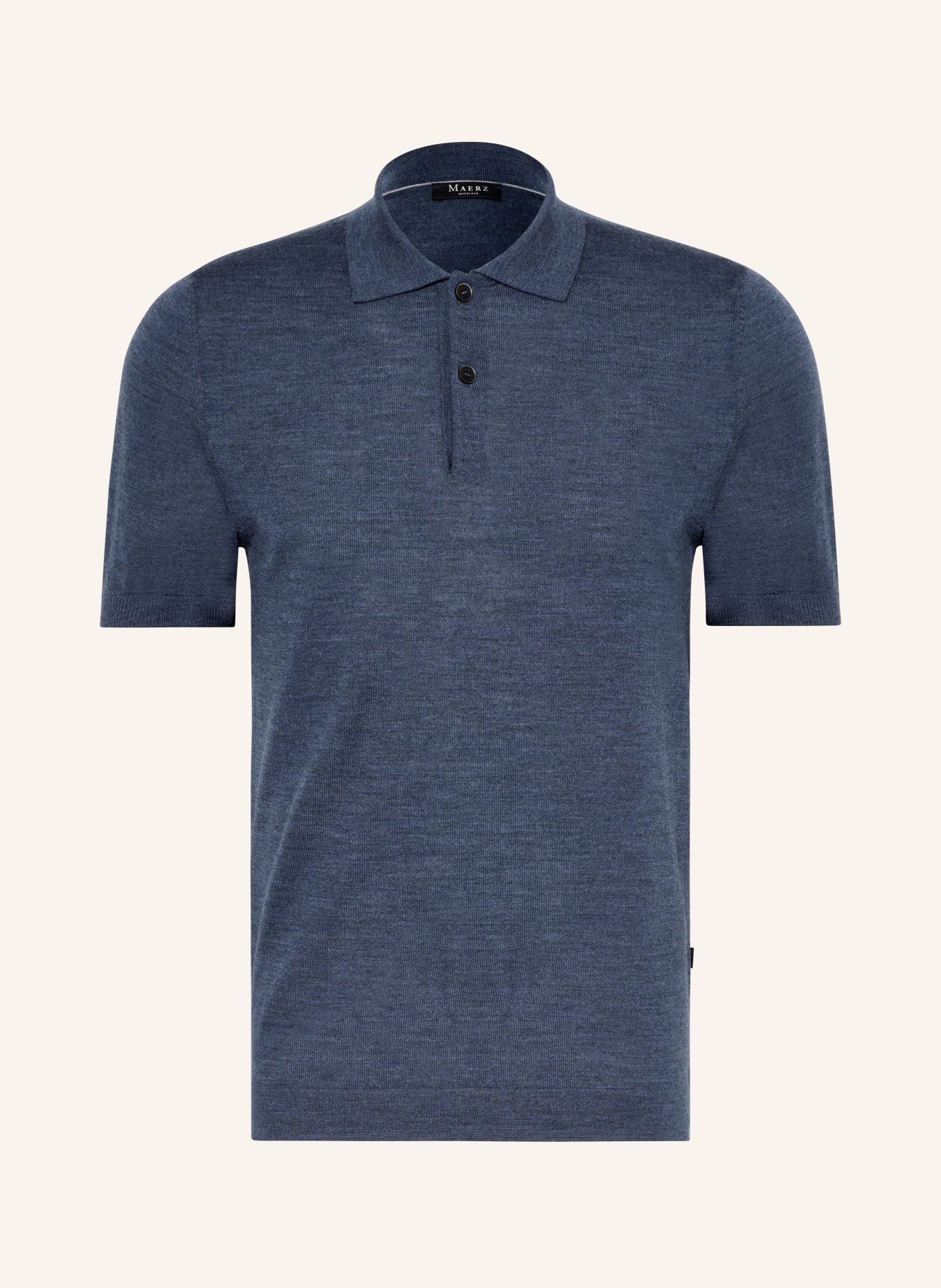 MAERZ MUENCHEN Strick-Poloshirt aus Merinowolle: DUNKELBLAU