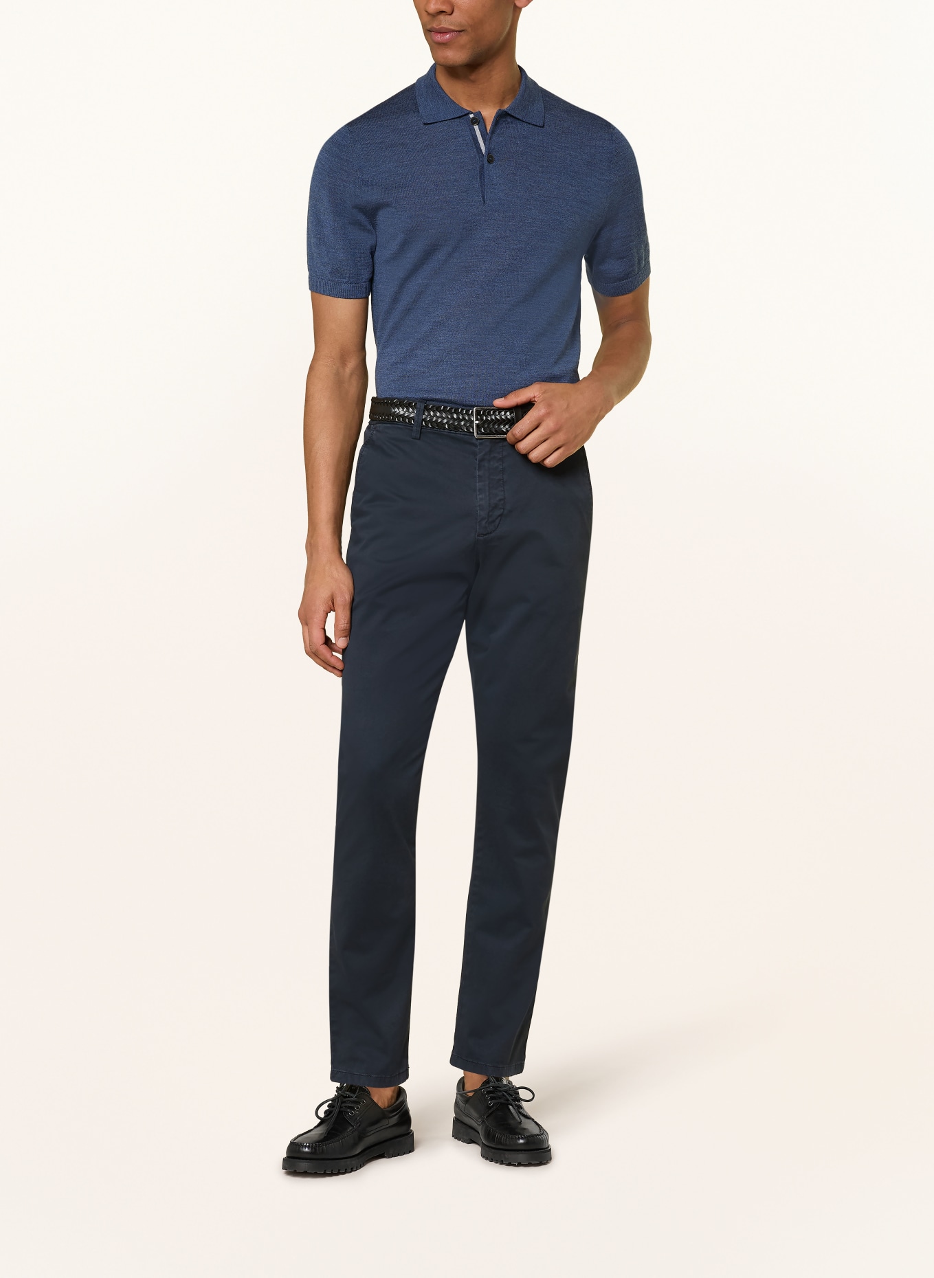 MAERZ MUENCHEN Strick-Poloshirt aus Merinowolle: DUNKELBLAU