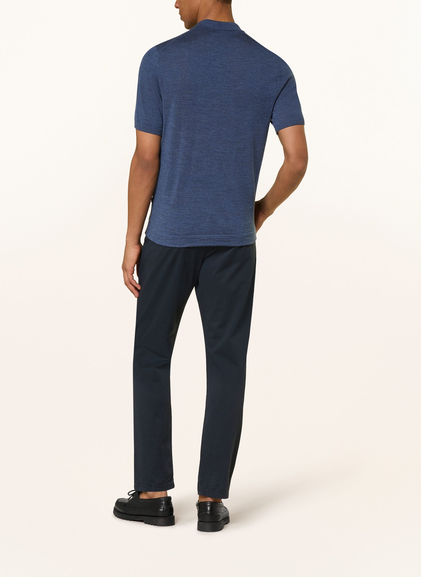 MAERZ MUENCHEN Strick-Poloshirt aus Merinowolle: DUNKELBLAU