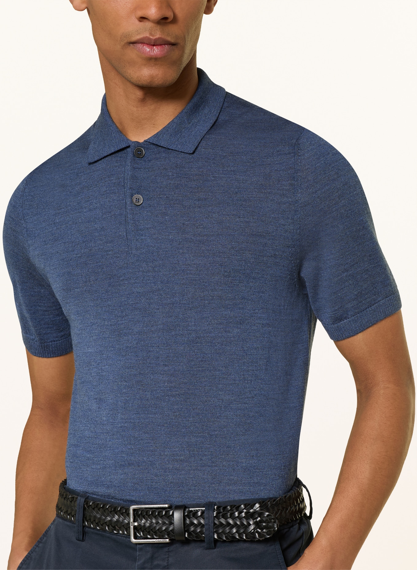 MAERZ MUENCHEN Strick-Poloshirt aus Merinowolle: DUNKELBLAU