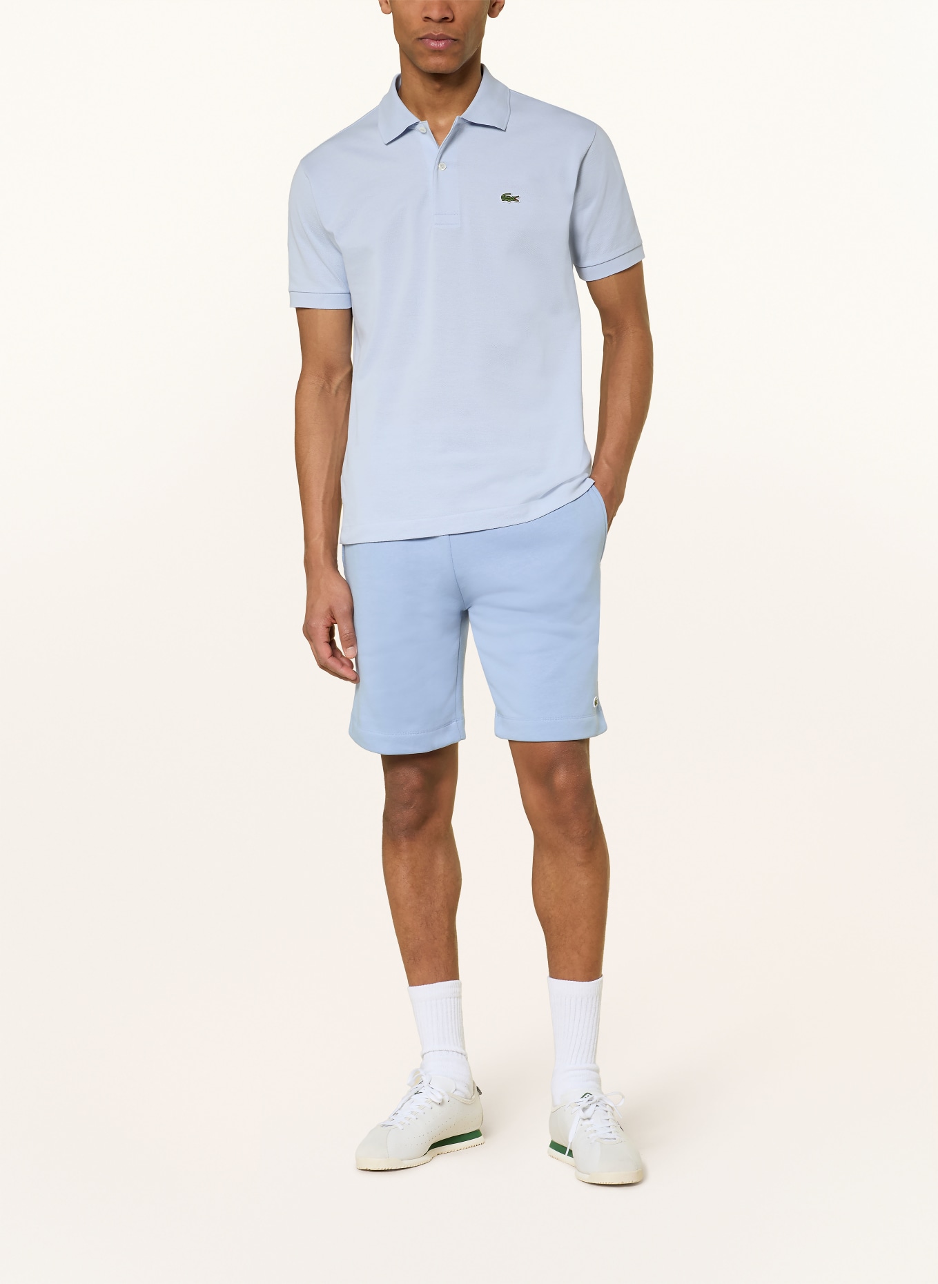 LACOSTE Piqué polo shirt classic fit: LIGHT BLUE
