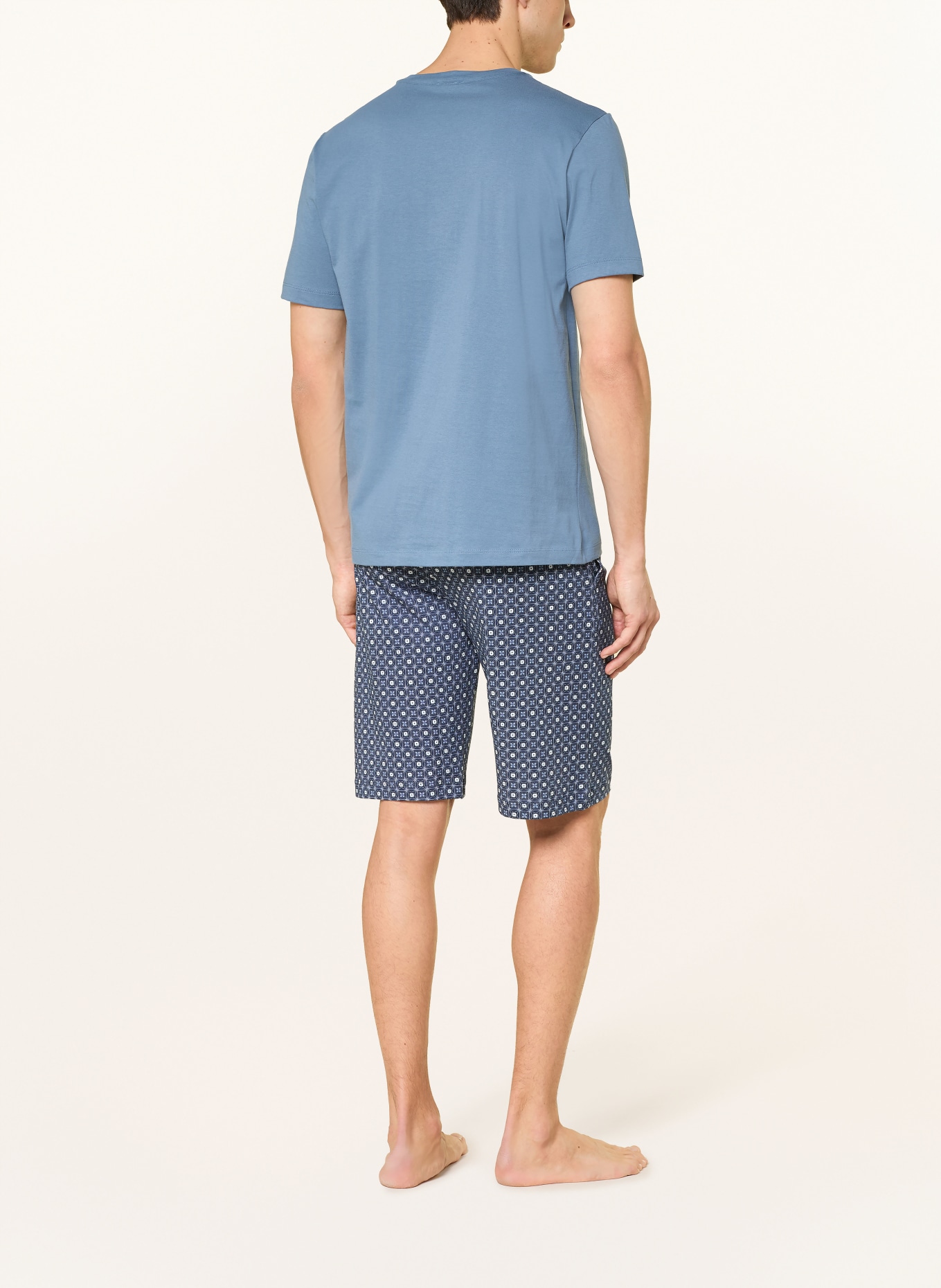 HANRO Short lounge NIGHT & DAY: BLEU GRIS / BLEU / BLANC
