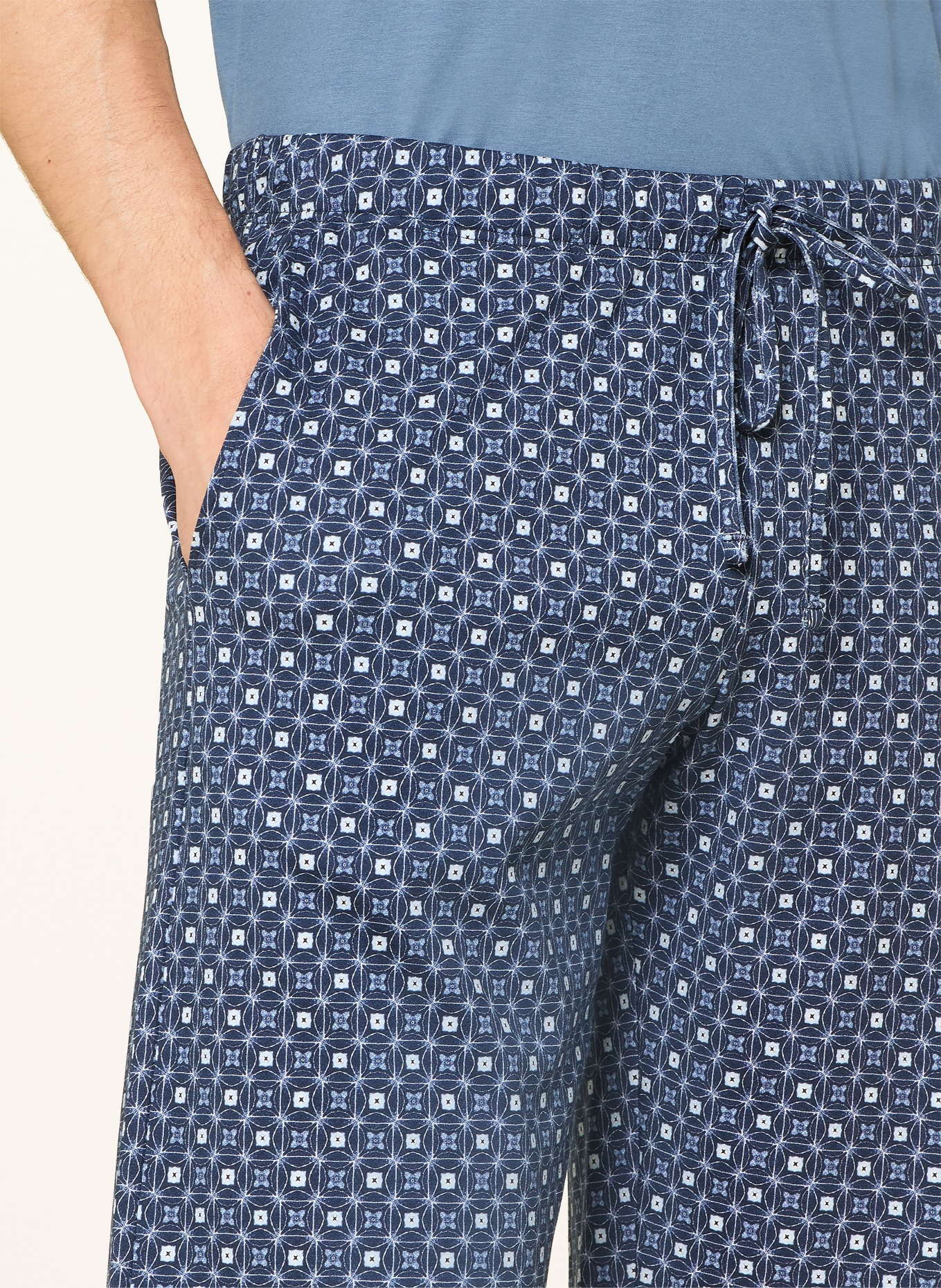 HANRO Short lounge NIGHT & DAY: BLEU GRIS / BLEU / BLANC