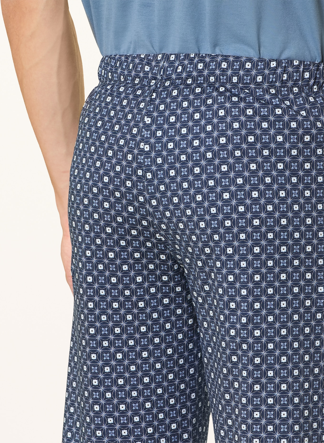 HANRO Short lounge NIGHT & DAY: BLEU GRIS / BLEU / BLANC