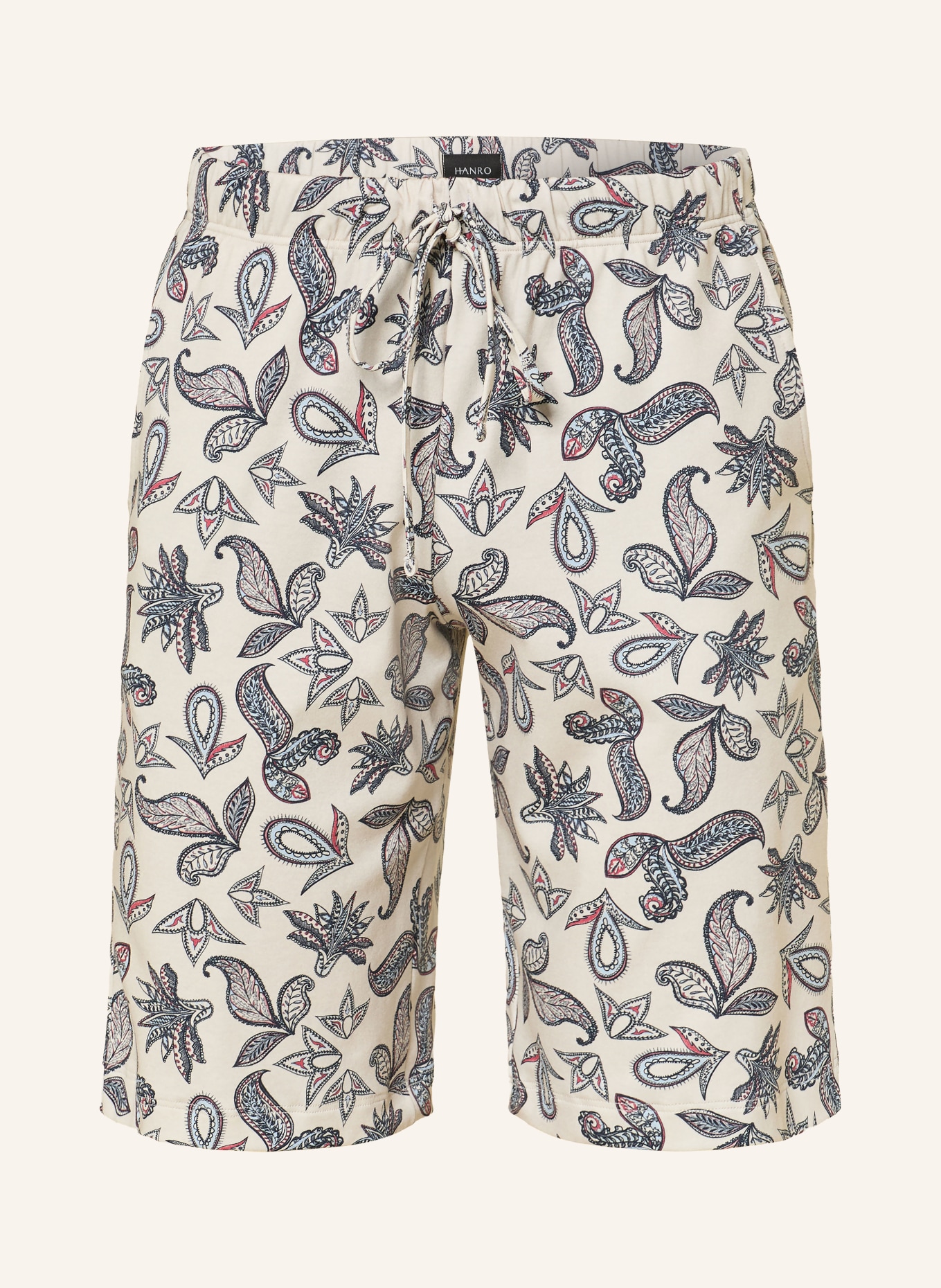 HANRO Lounge shorts NIGHT & DAY: ECRU / DARK RED / DARK BLUE