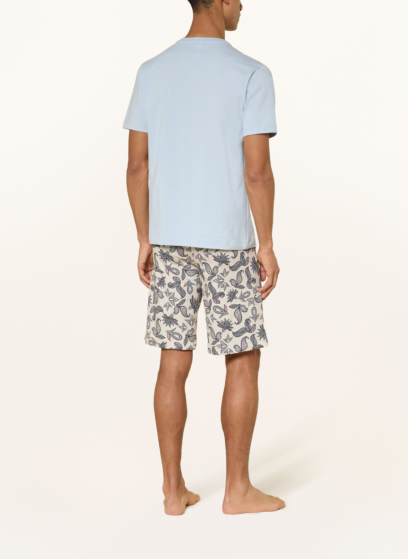 HANRO Lounge shorts NIGHT & DAY: ECRU / DARK RED / DARK BLUE