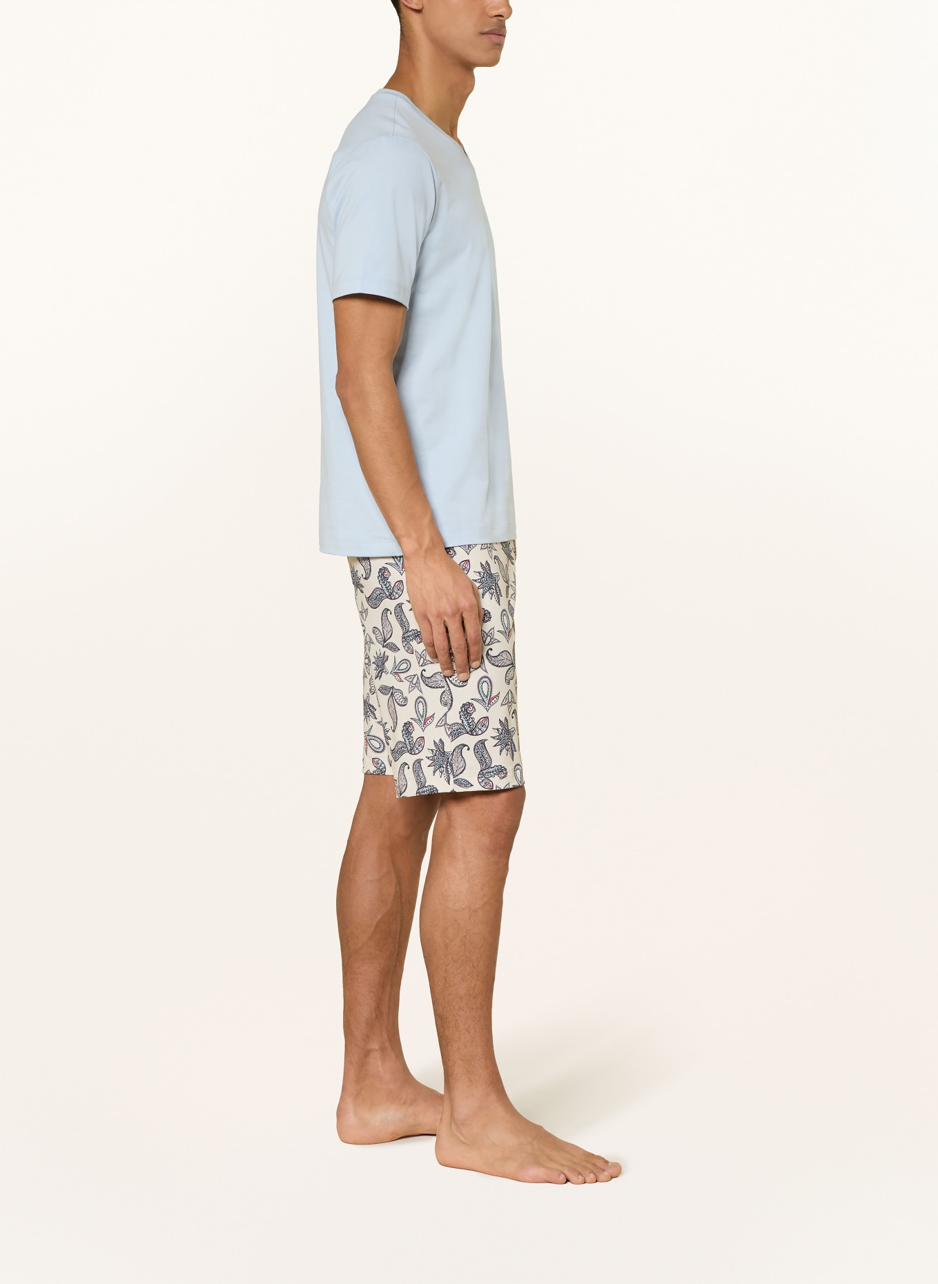 HANRO Lounge shorts NIGHT & DAY: ECRU / DARK RED / DARK BLUE