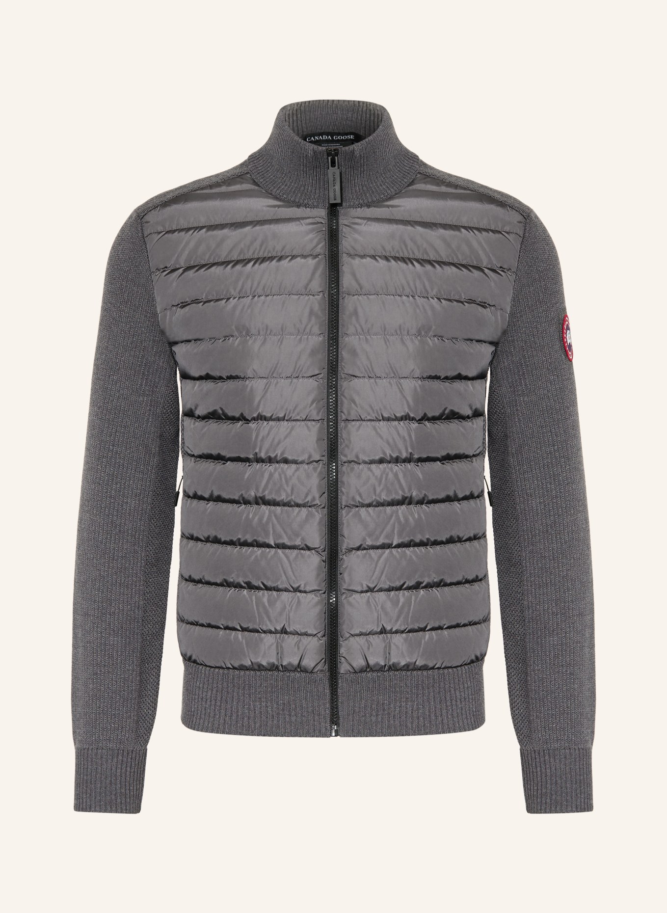 CANADA GOOSE Strickjacke HYBRDIGE im Materialmix: DUNKELGRAU