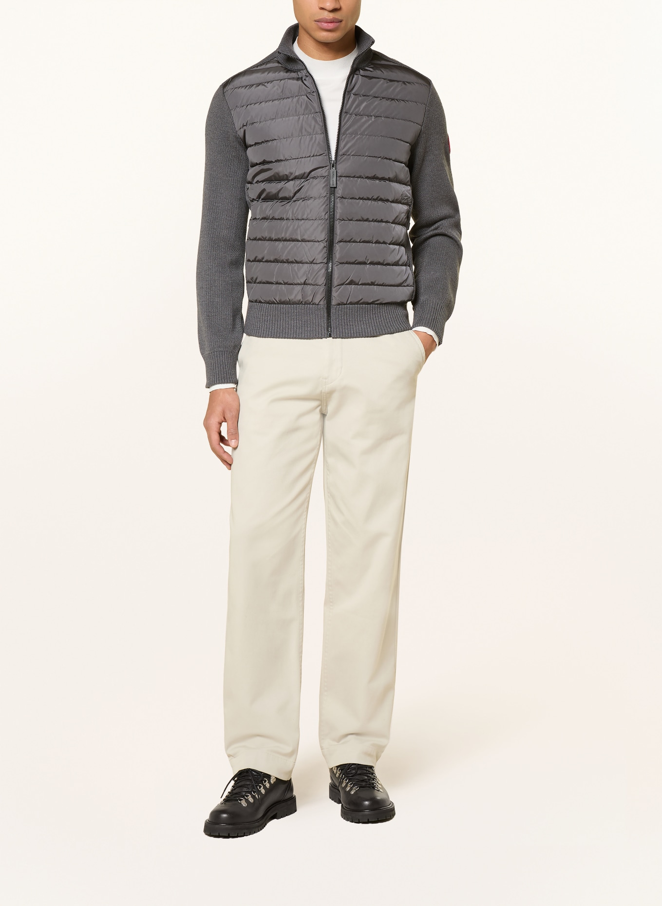 CANADA GOOSE Strickjacke HYBRDIGE im Materialmix: DUNKELGRAU