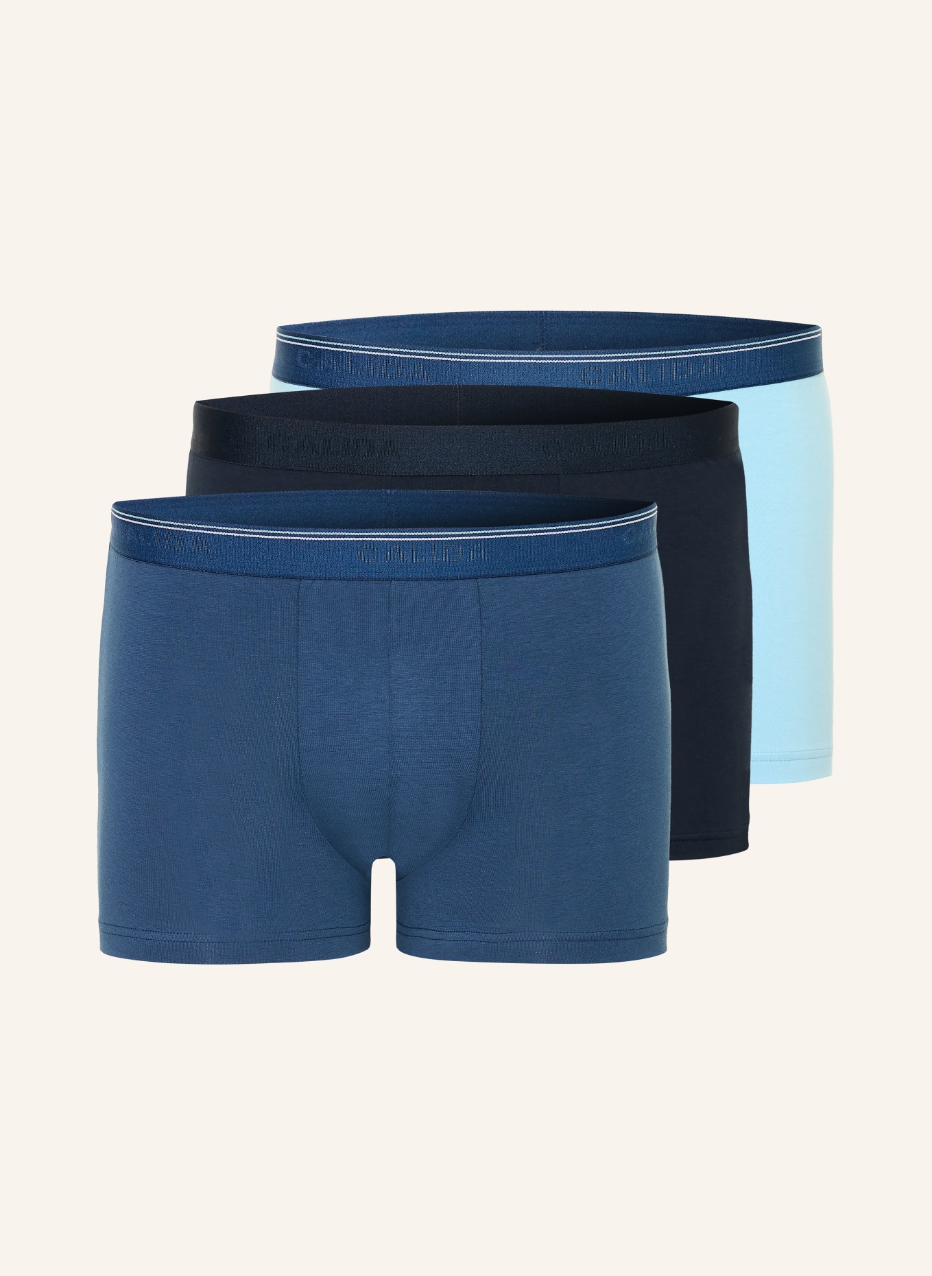 CALIDA 3er-Pack Boxershorts NATURAL BENEFIT: BLAU / HELLBLAU / BLAU