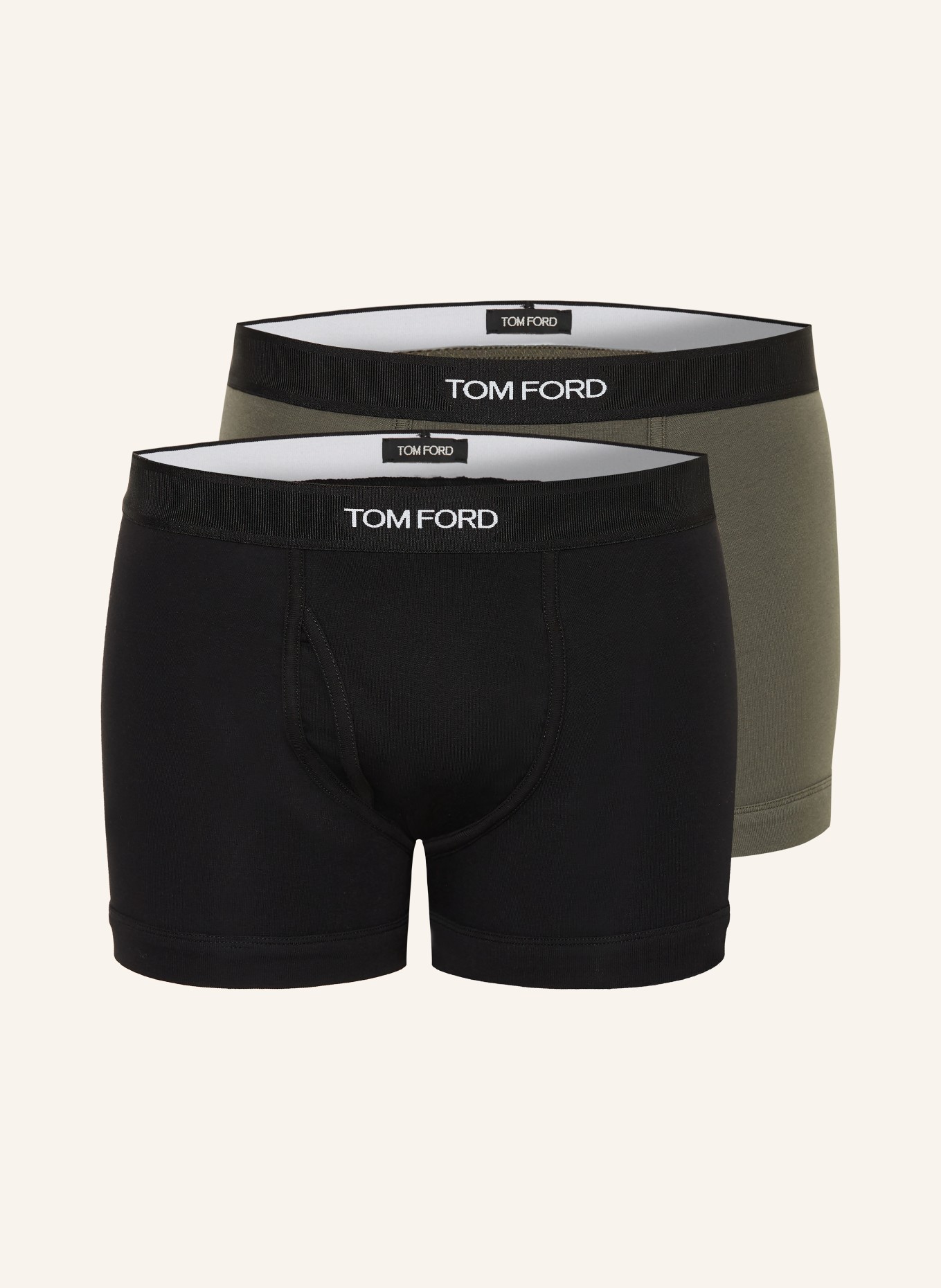 TOM FORD 2er-Pack Boxershorts: SCHWARZ / KHAKI