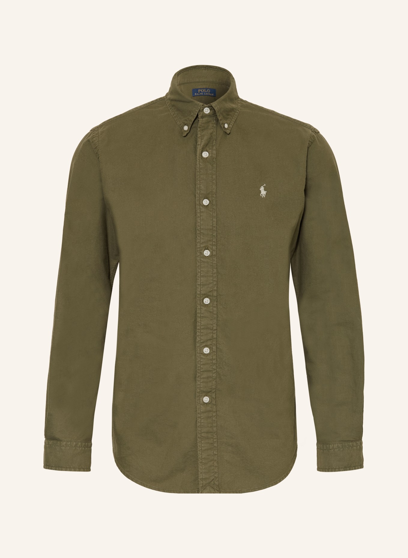 POLO RALPH LAUREN Oxfordhemd Custom Fit: OLIV / CREME